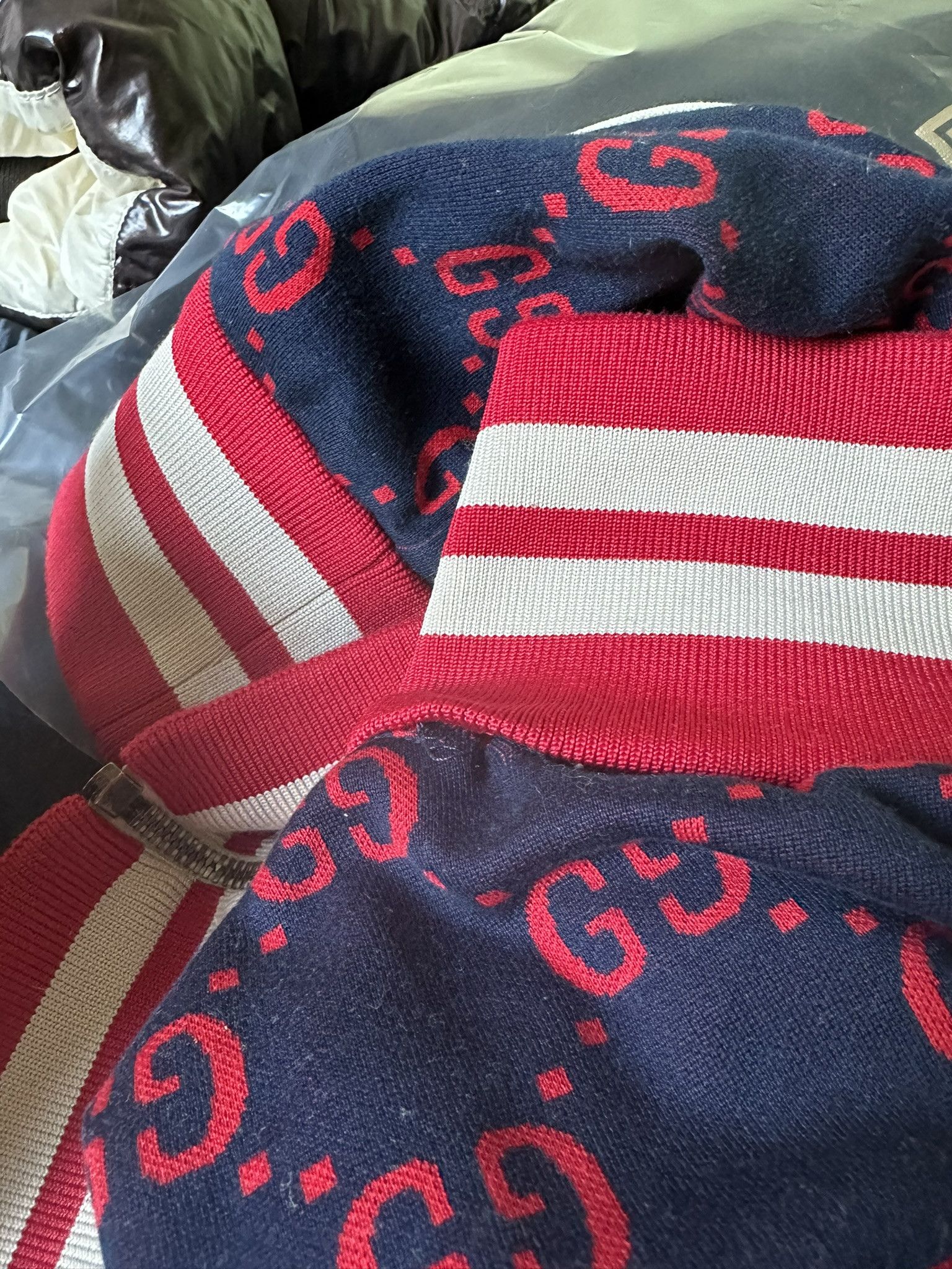 Gucci Gucci Tracksuit Jacket Zipper Monogram Navy and Red Grailed
