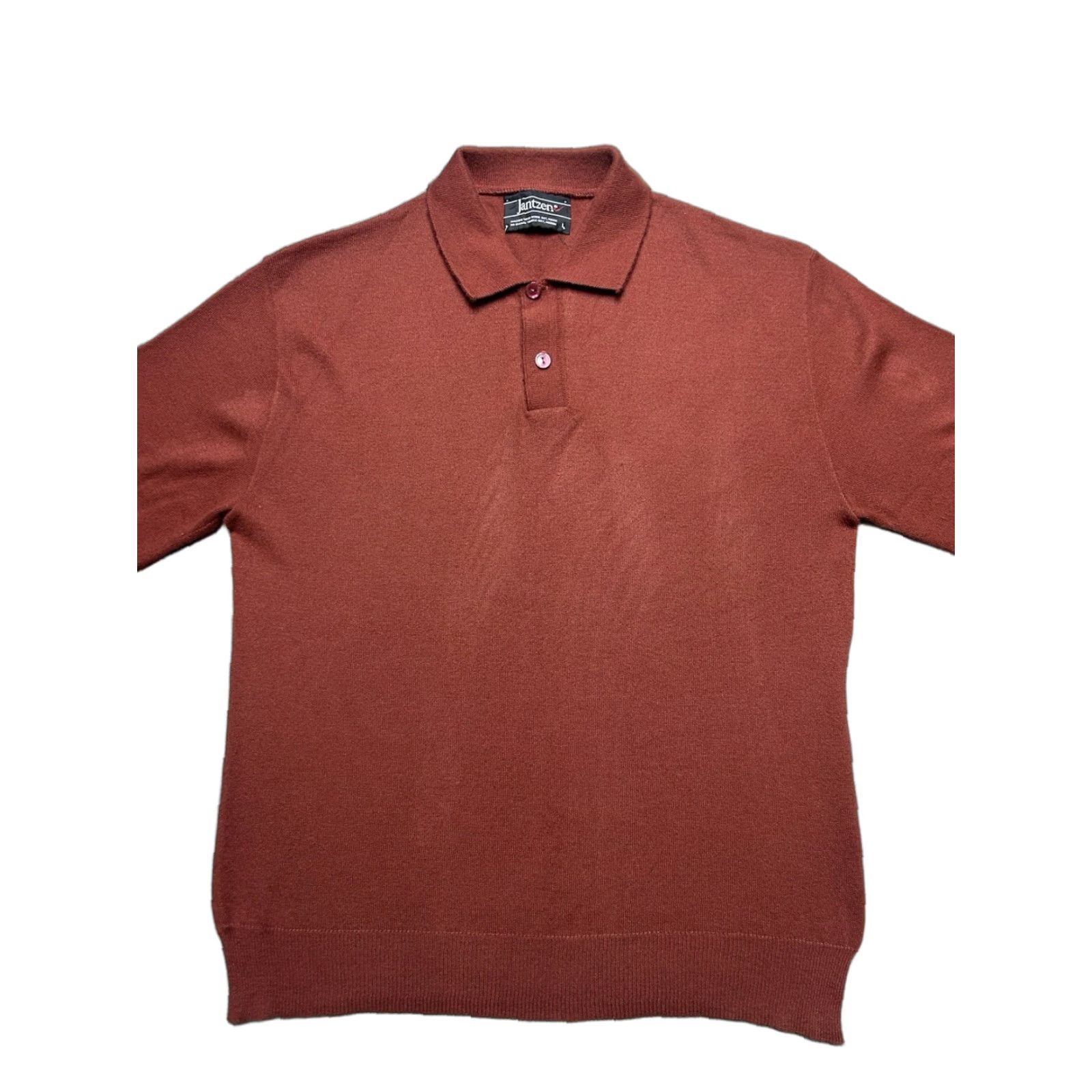 Jantzen VINTAGE Jantzen Polo Shirt Long Sleeve Acrylic Knit Burnt Orange Mens Large Size US L / EU 52-54 / 3 - 1 Thumbnail