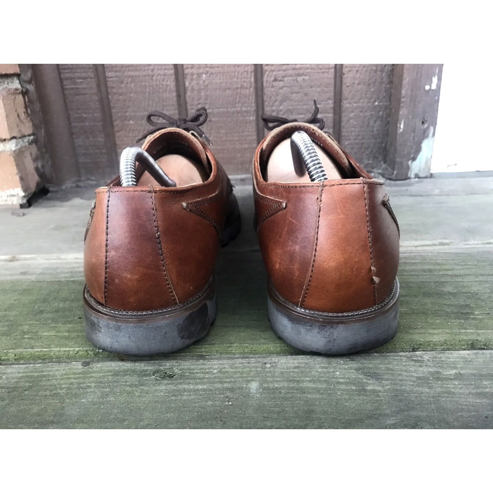 Vintage Bass Mens Brown Leather Oxfords Derby Lace-Up Waterproof Shoes, 10.5M, Oxford Dress Casual, Bass Brazil Mens Shoes Size US 11 / EU 44 - 4 Thumbnail