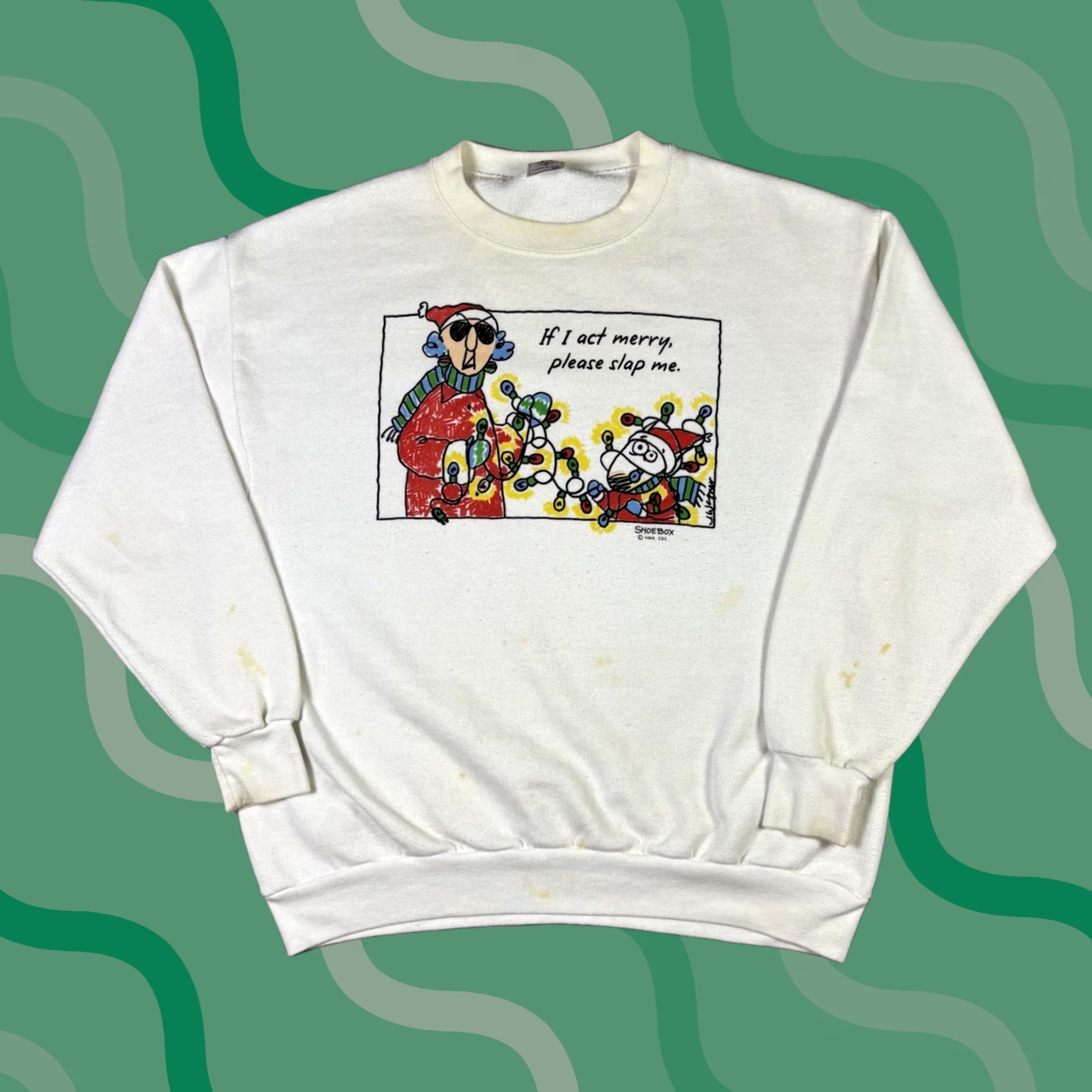 Vintage VINTAGE 90s Funny Christmas Quote Pullover Crewneck Sweatshirt Adult XL White Cotton Fleece Graphic Print Ghost 90s Men Mens Size US XL / EU 56 / 4 - 1 Thumbnail