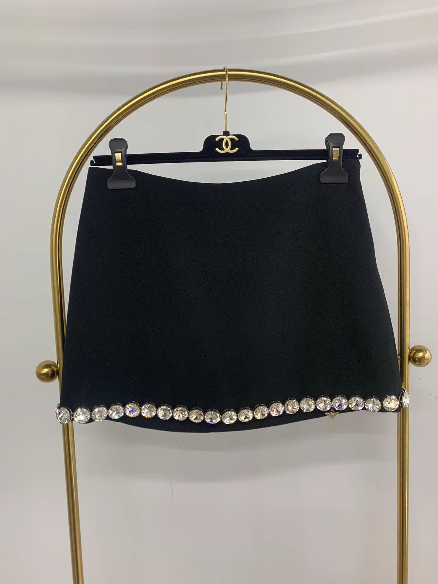 Prada Prada Women's Black Crystal Trimmed Skirt 38 New Size 26" / US 2 / IT 38 - 1 Thumbnail