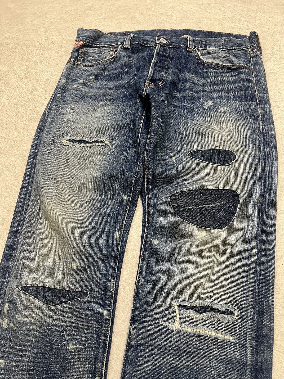 Kapital 2000s Archival Rrl Ralph Lauren Ripped Wash Jeans y2k Ifsix Size US 35 - 3 Thumbnail