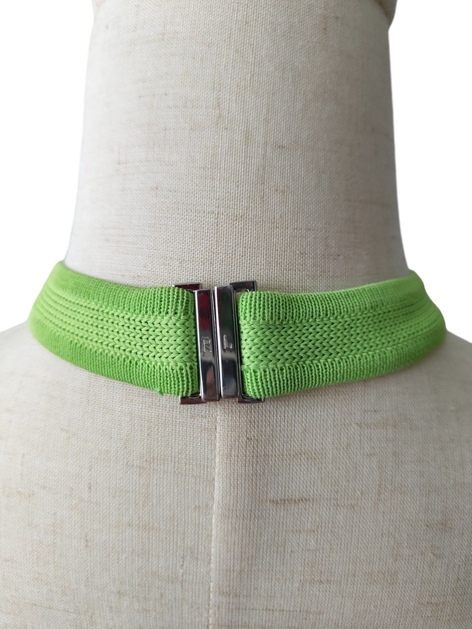 Ralph Lauren Neon Green Halter Neck Knit Dress Size XS / US 0-2 / IT 36-38 - 3 Thumbnail