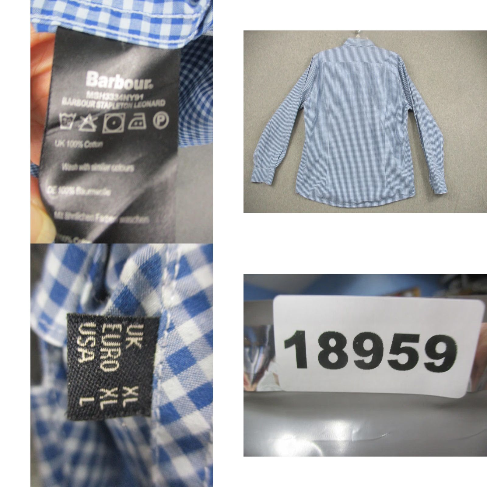 Barbour Barbour Stapleton Shirt Mens Large Blue Check Tailored Fit Button Down Cotton Shirt Size US L / EU 52-54 / 3 - 8 Thumbnail