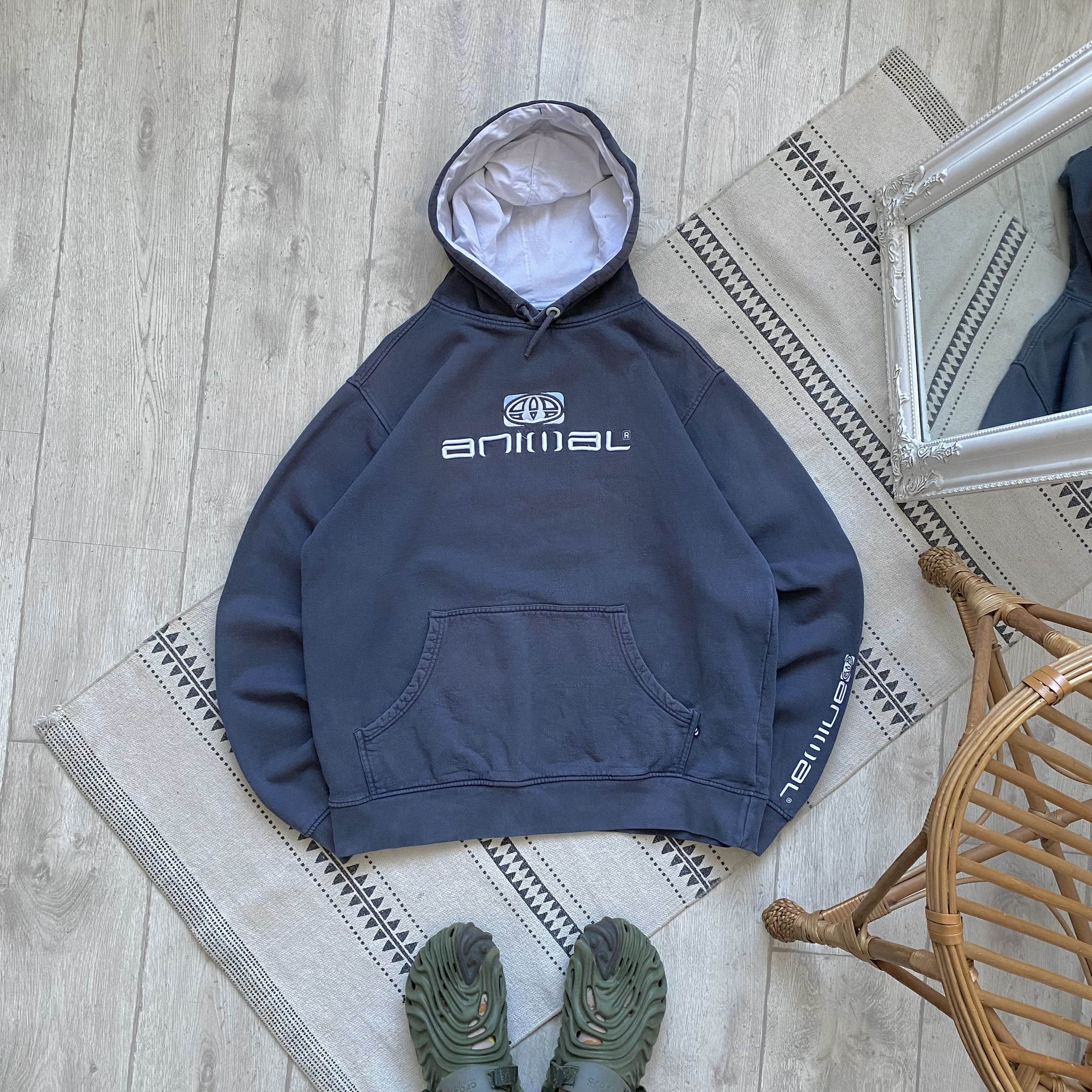 Hook-Ups 🛹 Faded Vintage 90s heavy Hoodie Animal Surf Skater Size US L / EU 52-54 / 3 - 1 Thumbnail
