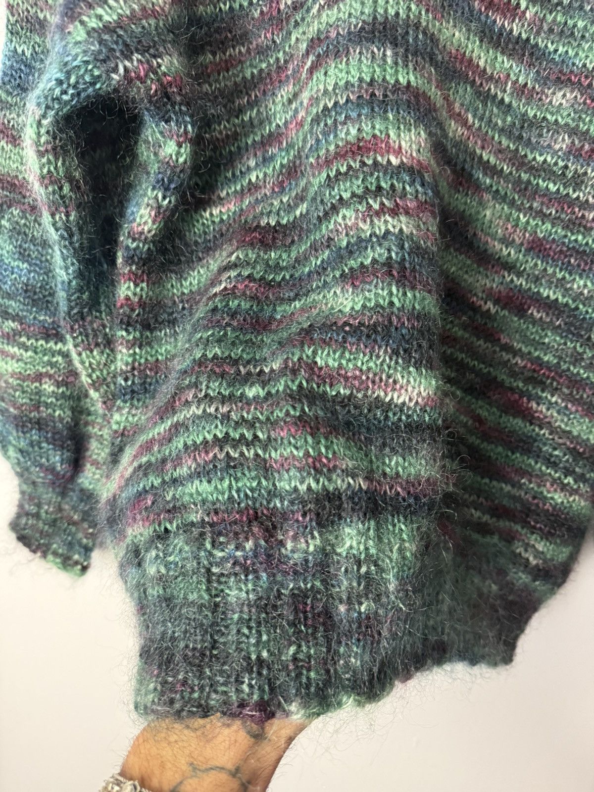 Handmade Vintage Mohair Sweater 1980s Large Blue/Green/Purple Blend Size US L / EU 52-54 / 3 - 2 Thumbnail