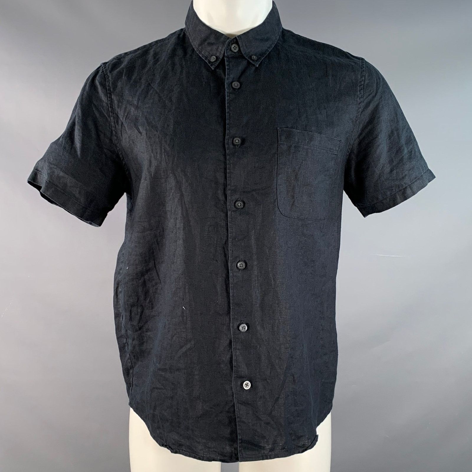 Everlane EVERLANE Size M Black Linen One pocket Short Sleeve Shirt Size US M / EU 48-50 / 2 - 1 Thumbnail
