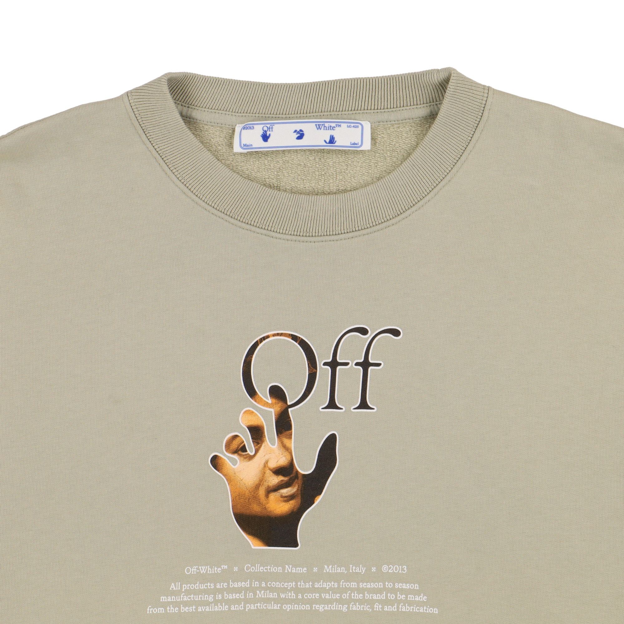 Off-White Beige Caravaggio Hand Off Logo Oversized Sweatshirt Size US M / EU 48-50 / 2 - 5 Thumbnail