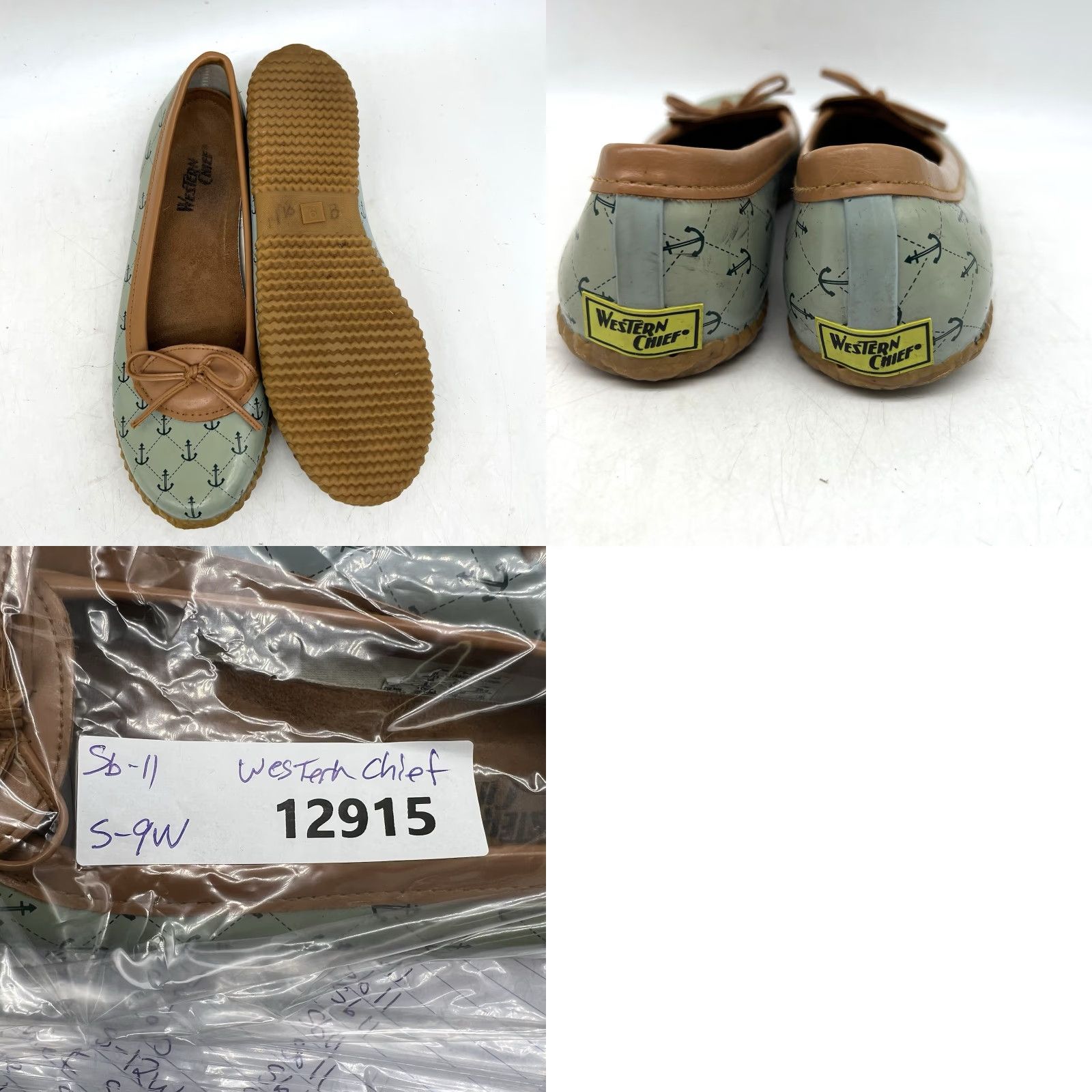 Vintage VINTAGE Western Chief Women's Flats Slip-On Round Toe Waterproof Nautical Anchor Summer Casual Blue 9 Size US 6.5 / IT 36.5 - 8 Thumbnail