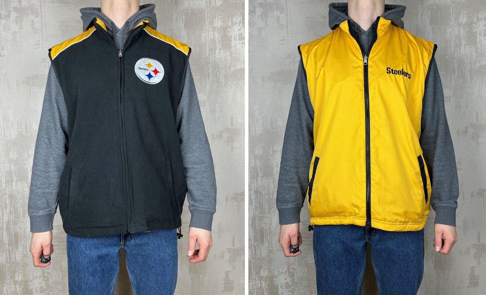 NFL Pittsburgh Steelers NFL Vintage Reversible Fleece Vest Size US XL / EU 56 / 4 - 2 Thumbnail