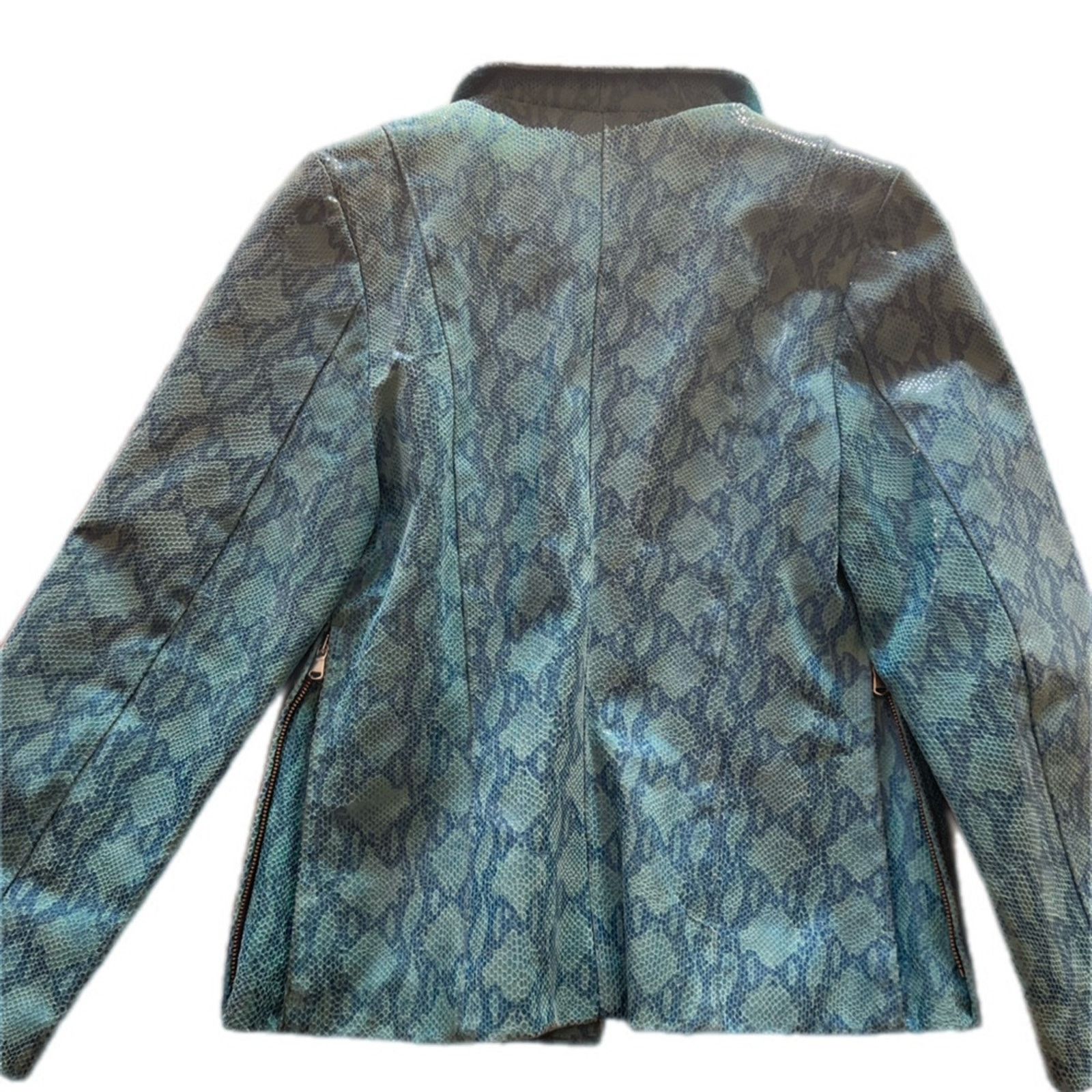 Vintage Vintage blue croc snake leather zip-up jacket Italy M Size M / US 6-8 / IT 42-44 - 2 Thumbnail