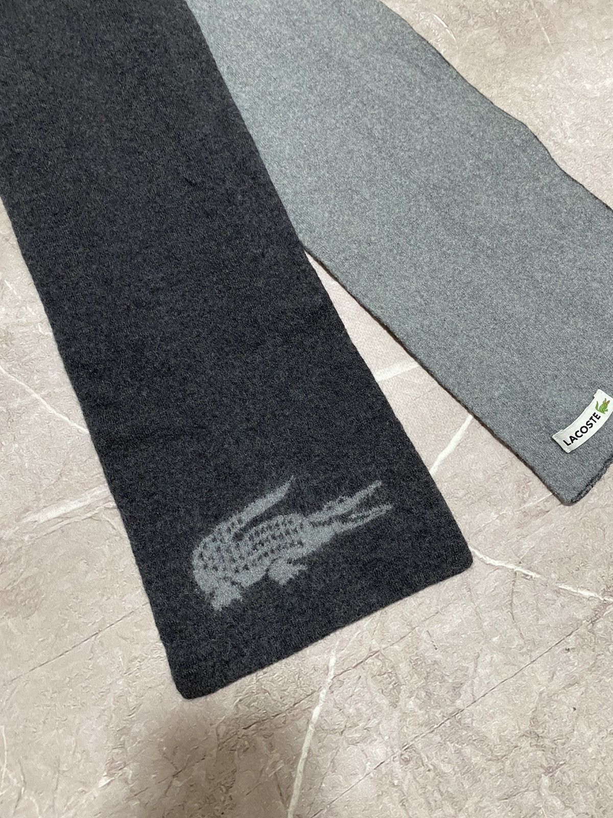 Lacoste Vintage Y2K Lacoste Two Sides Scarf Black/Gray OS Size ONE SIZE - 5 Thumbnail