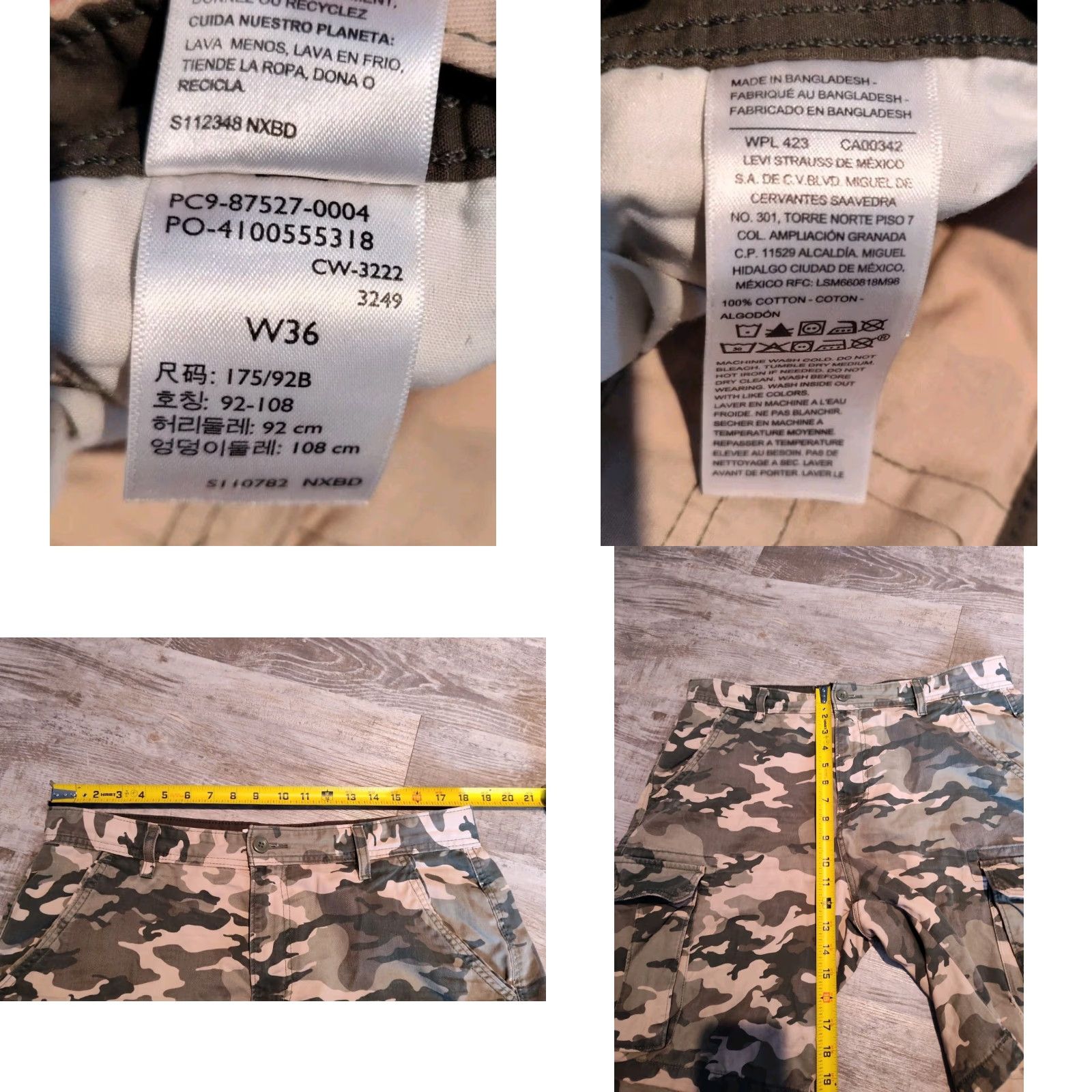 Levi's VINTAGE Levi’s Cargo Shorts Men 36 Camouflage Canvas Casual Workwear Summer Spring Fall Size US 36 / EU 52 - 8 Thumbnail