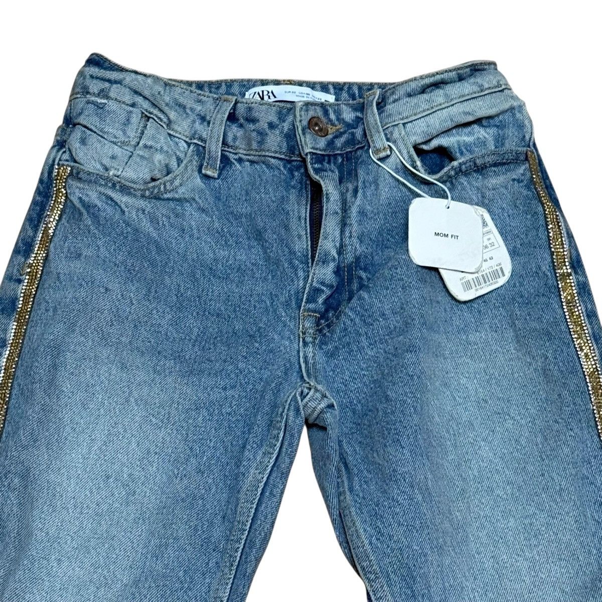 Zara Zara Mom fit rhinestone seam jeans Size 24" / US 00 / IT 34 - 2 Thumbnail