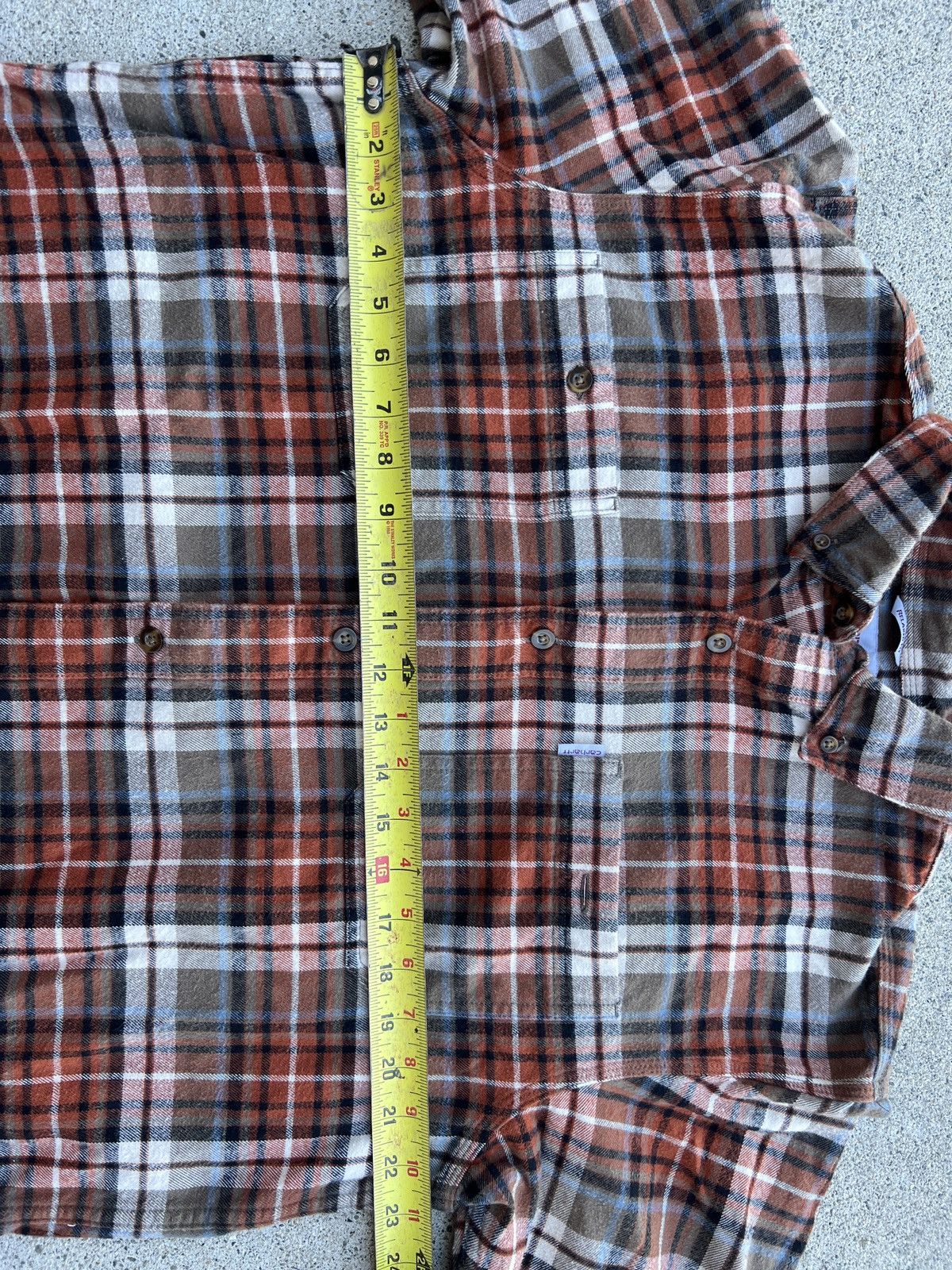 Carhartt Late 2000s Carhartt Relaxed Fit Orange/Brown Plaid Flannel Size US L / EU 52-54 / 3 - 5 Thumbnail