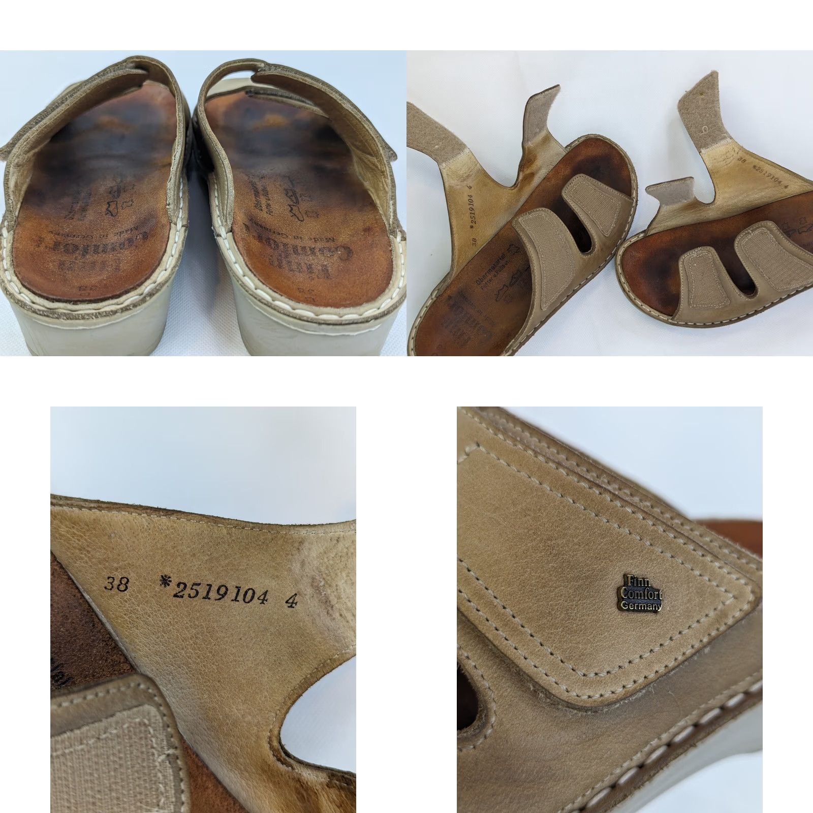 Vintage Finn Comfort Sandals Women US 8 EU 38 Cream Leather Comfort Hook Loop Walking Shoes Slide Casual Summer Size US 8 / IT 38 - 8 Thumbnail