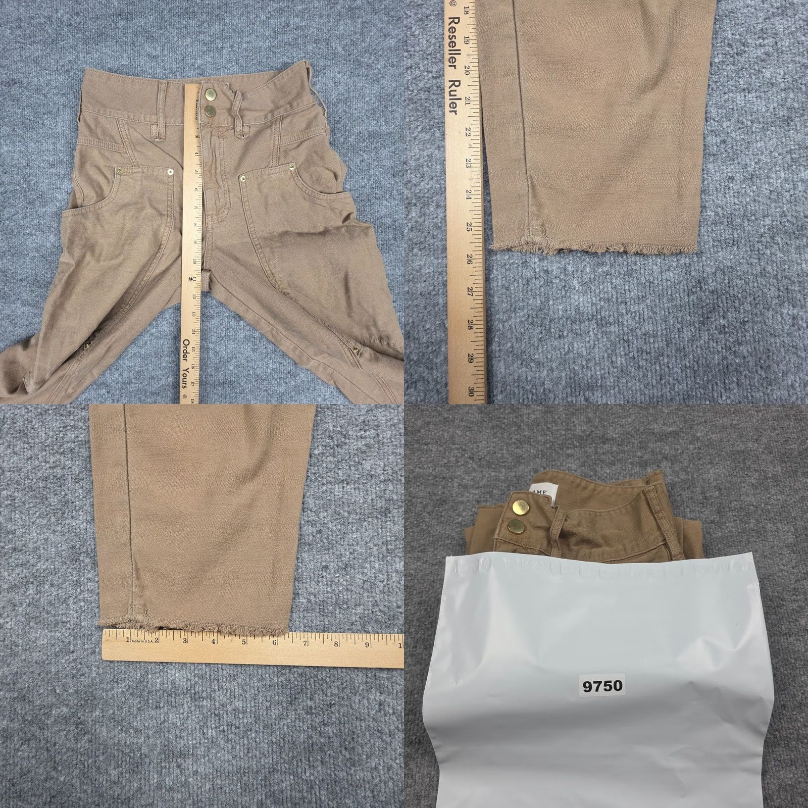 Frame FRAME Twisted Utility Pants Women's 24 Brown Workwear Frayed Hem 100% Cotton Pants Regular Women Size 42" / US 20 - 9 Thumbnail