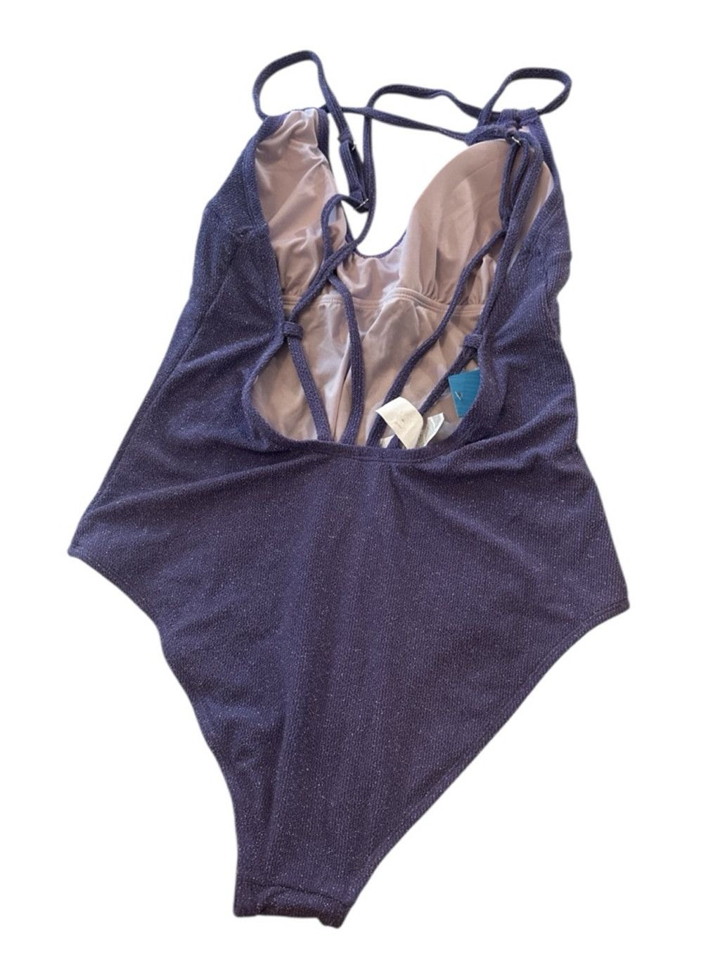 Macys NWT Cupshe Blue Lurex U-Neck One-Piece XL Size ONE SIZE - 5 Thumbnail