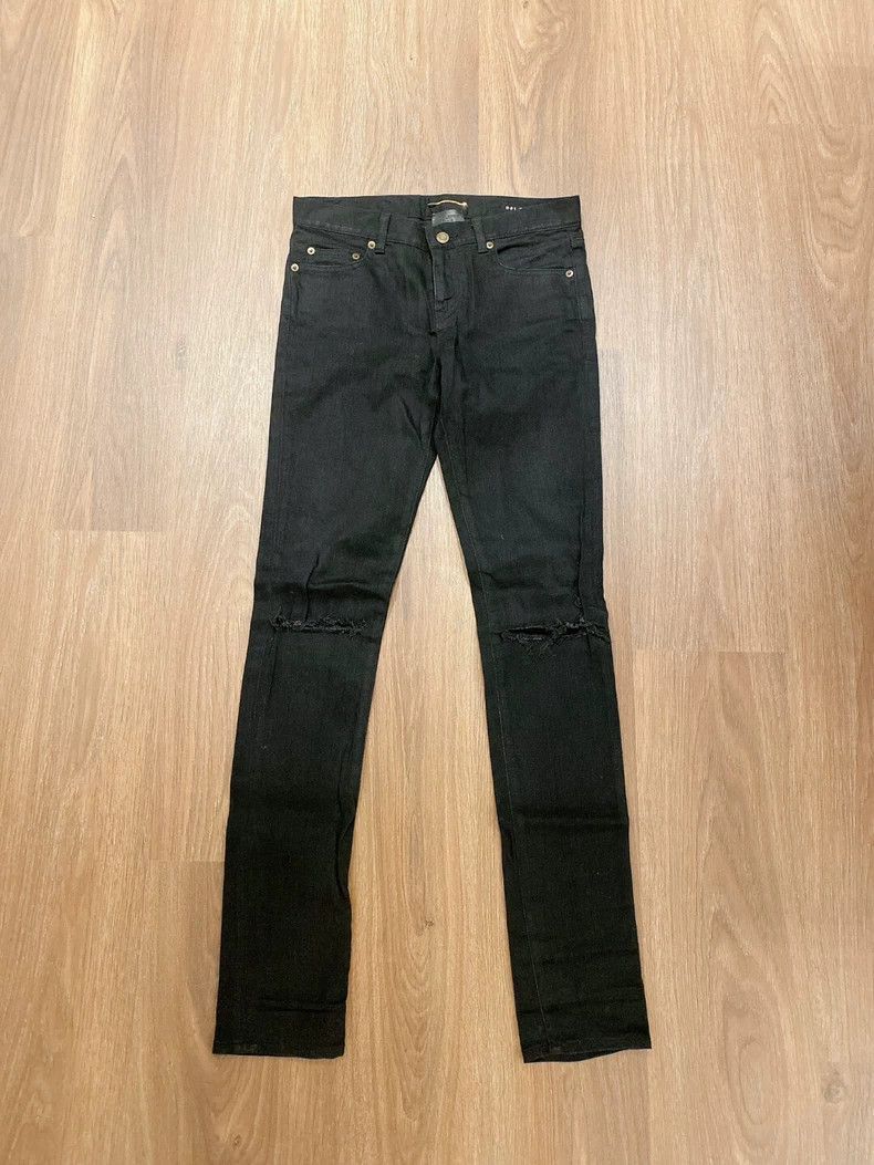 Saint Laurent Paris Saint Laurent Paris Saint Laurent Black Distressed Knee De Size US 27 - 1 Thumbnail