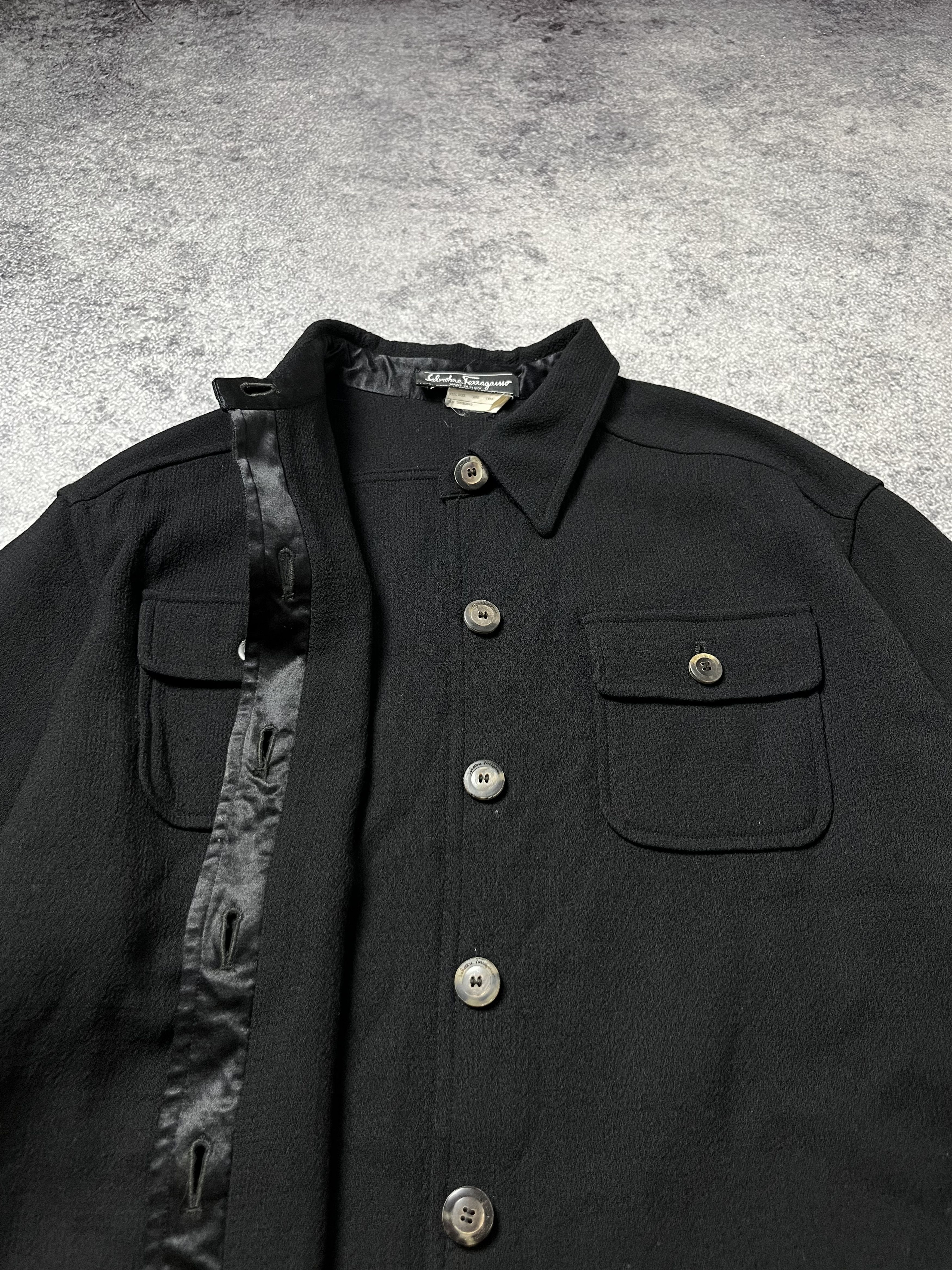 Salvatore Ferragamo 🔥90's Salvatore Ferragamo Wool Signature Shirt Coat Jacket Size US L / EU 52-54 / 3 - 6 Thumbnail
