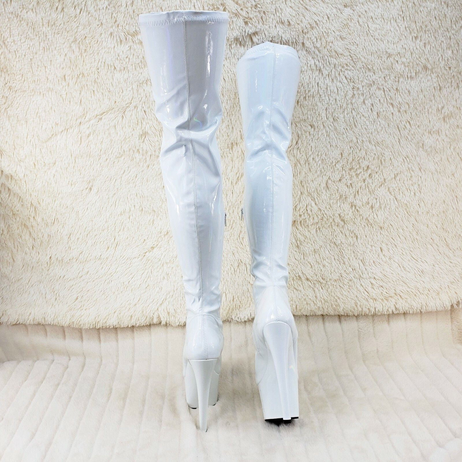 Other ADORE 3000 White Hologram Patent Over The Knee Platform Thig Size US 12 / IT 42 - 3 Thumbnail