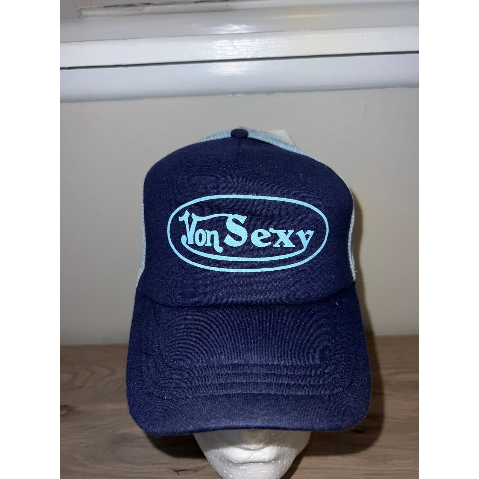 Vintage Y2K Von Sexy Blue Toned Trucker Hat Designer Spoof 2000s OS Size ONE SIZE - 2 Thumbnail