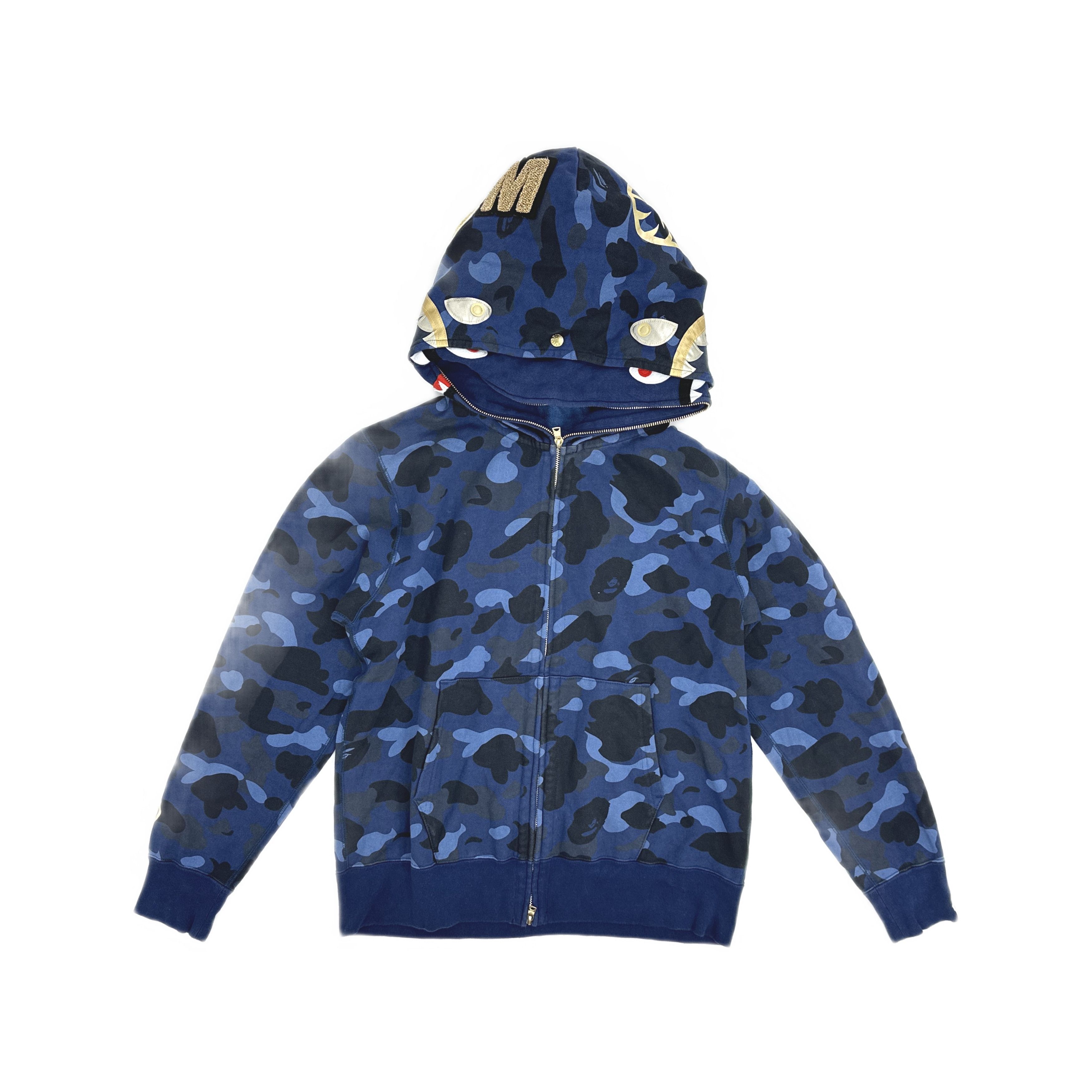 Bape A Bathing Ape Blue Camo Shark Hoodie Size L Size US L / EU 52-54 / 3 - 1 Thumbnail