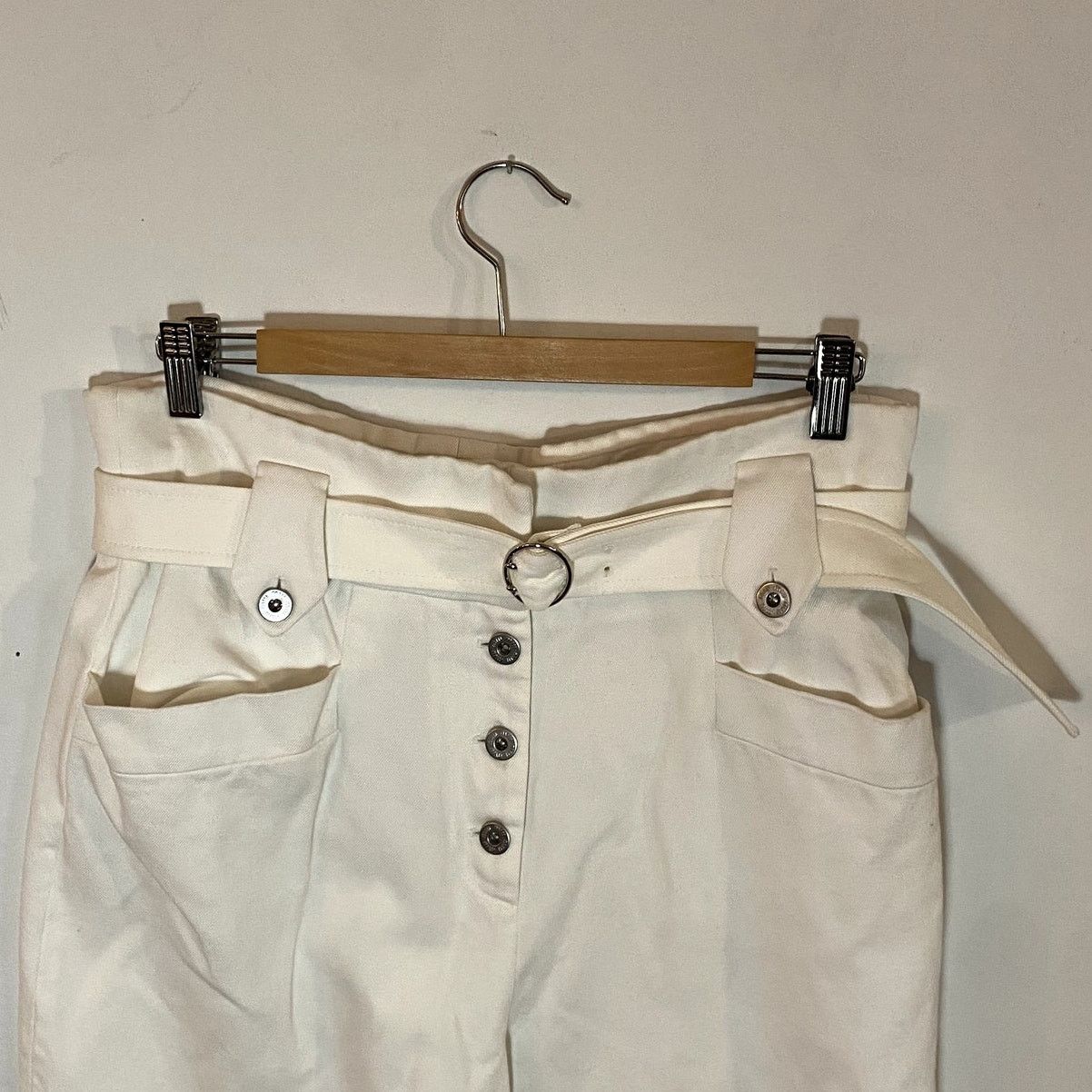 Miu Miu Miu Miu Wide Leg Bootcut Pants Belted White 2019 Size 48 IT Size 34" / US 12 / IT 48 - 3 Thumbnail