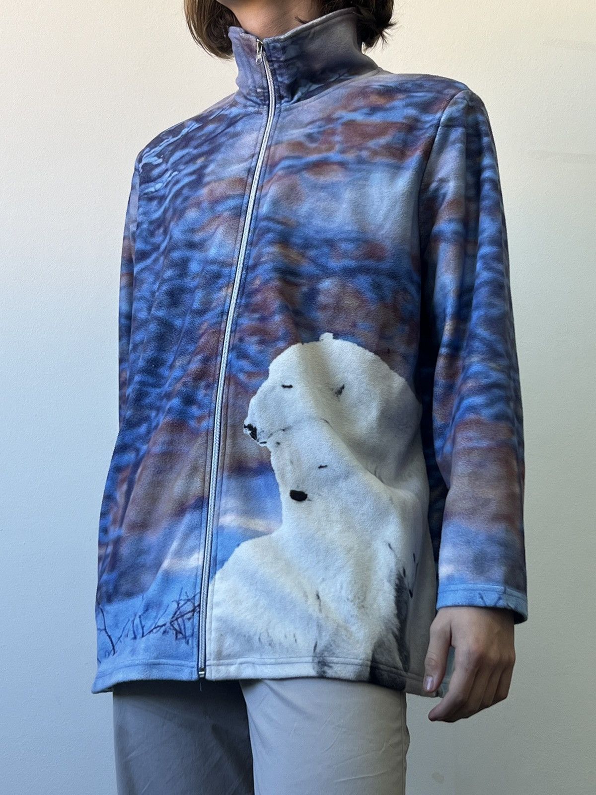 The Mountain × Vintage 🐻 Vintage 00s Animal Bear Fleece zip sweater jacket Wolf Size US L / EU 52-54 / 3 - 1 Thumbnail