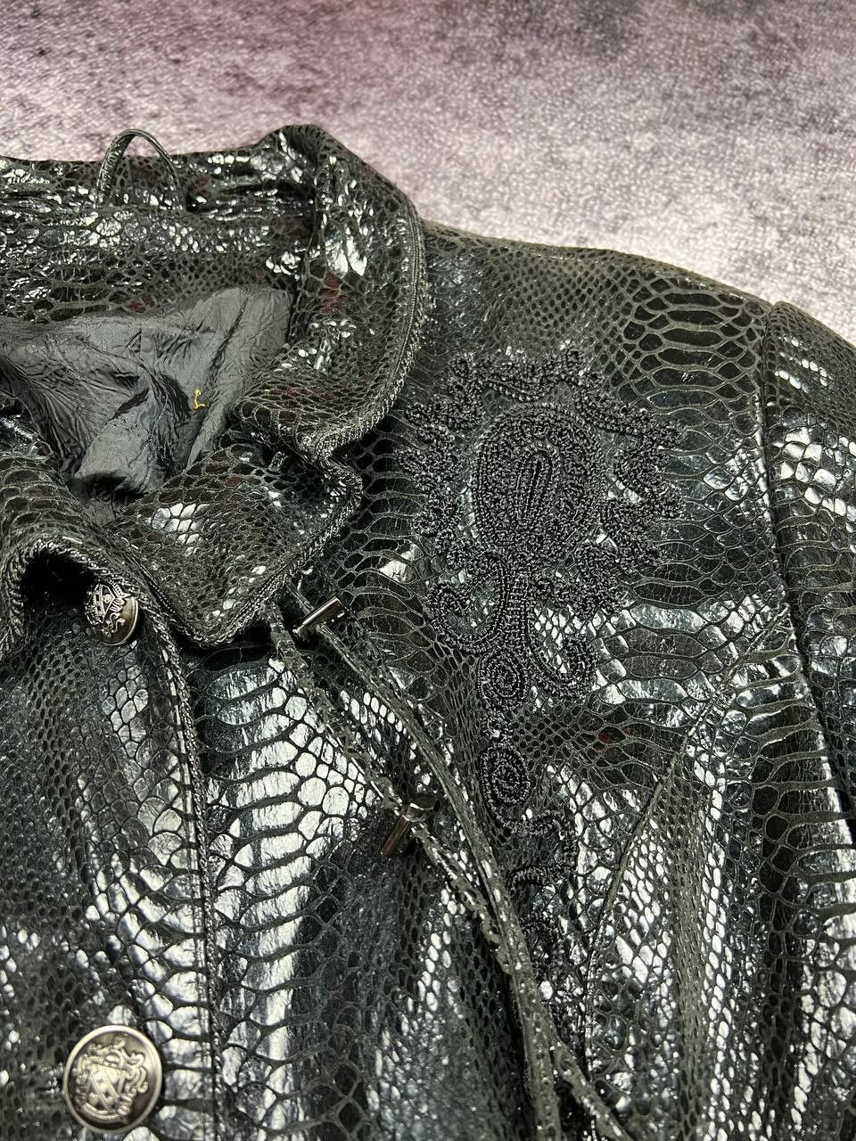 Hysteric Glamour Vintage Y2k Snakeskin Leather Lacquer Jacket Snake Print Size L / US 10 / IT 46 - 9 Thumbnail