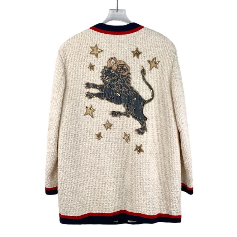 Gucci Gucci Beige stud beaded lion sequin decoration cotton singl Size S / US 4 / IT 40 - 2 Thumbnail