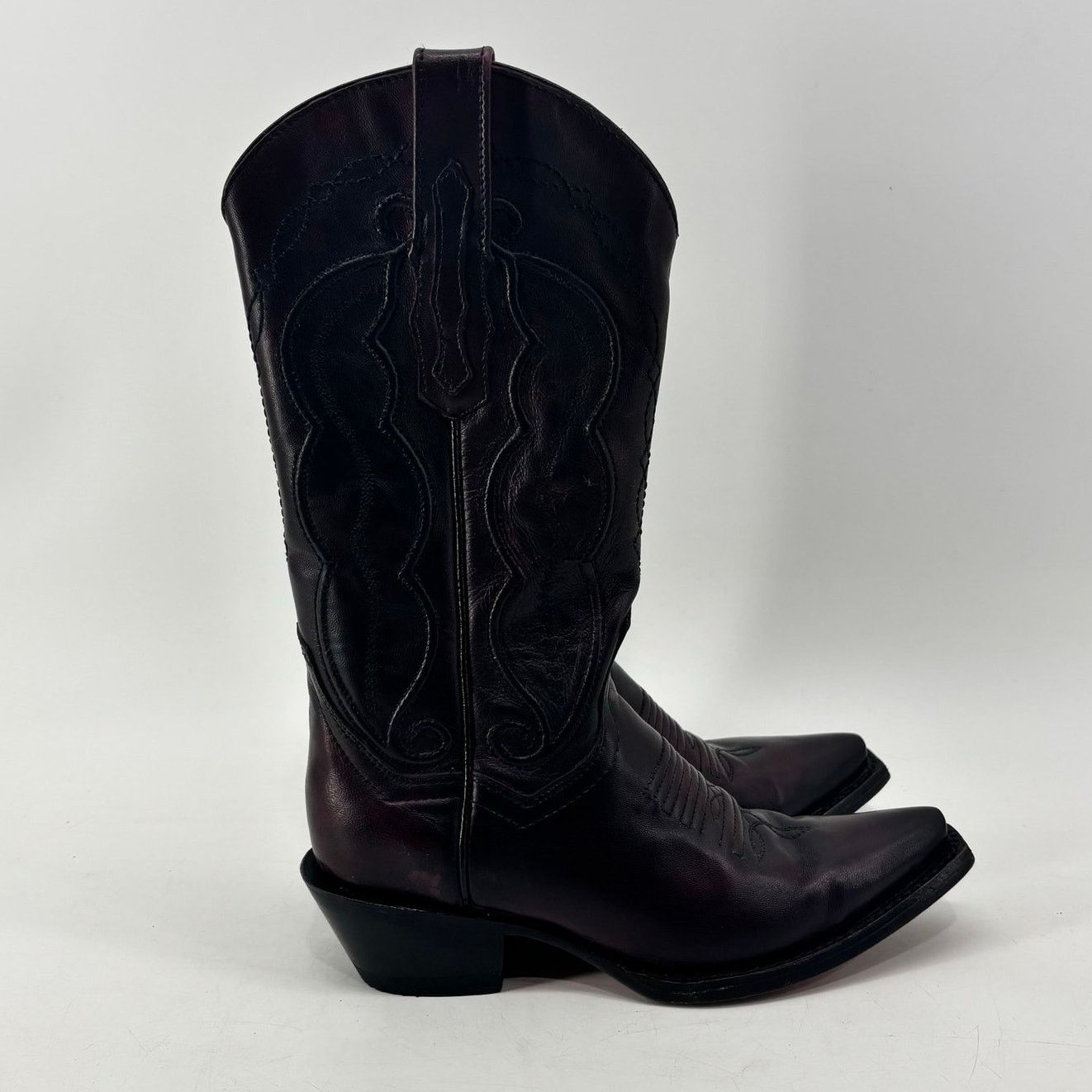 Vintage Vaccari Cowboy Boots Burgundy Plum Size 6.5 Leather Classic Size US 6.5 / IT 36.5 - 2 Thumbnail