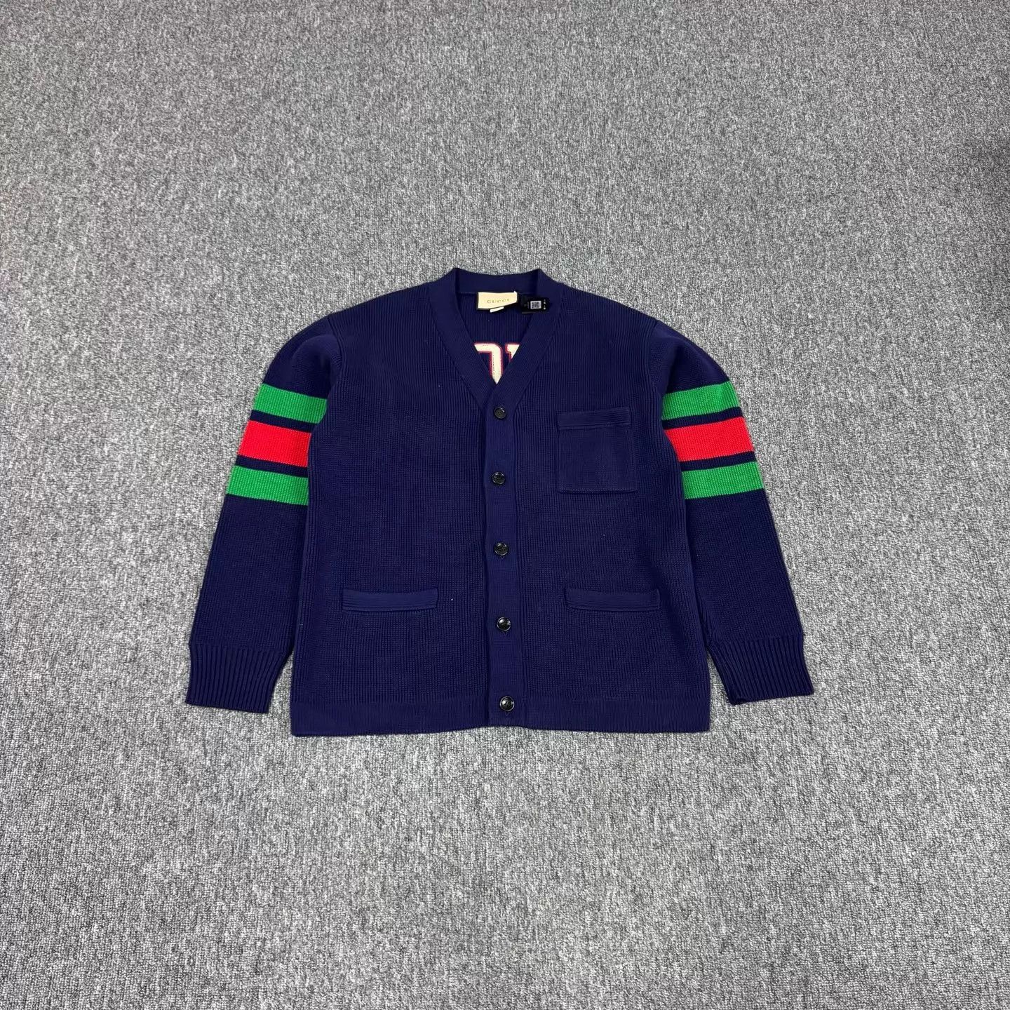 Gucci Gucci SS24 striped colorblocked V knit cardy M 99new Size US M / EU 48-50 / 2 - 2 Thumbnail