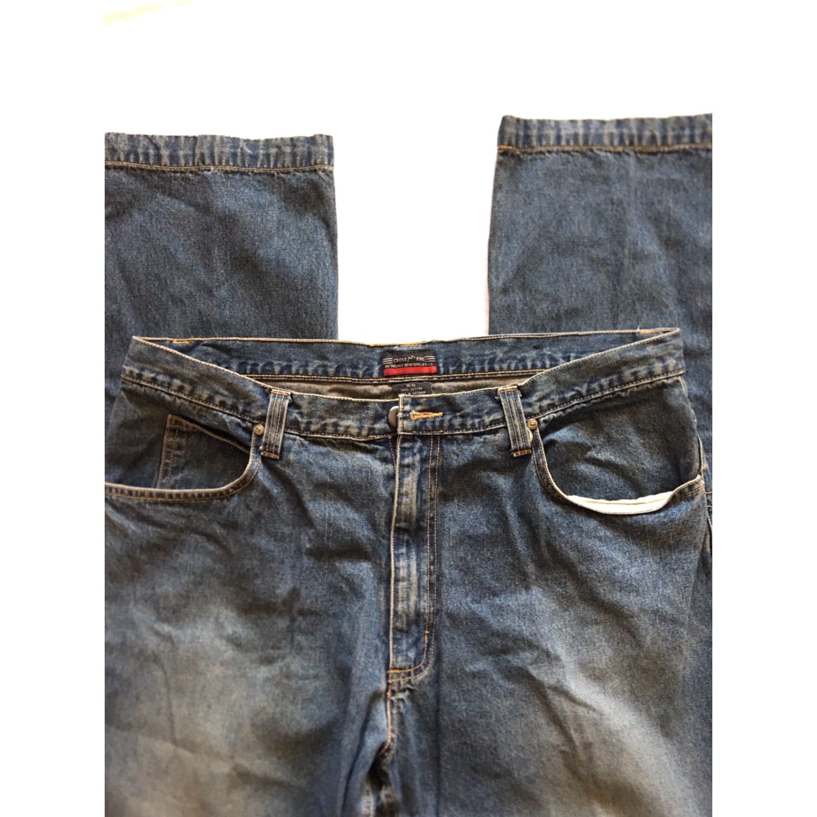 Denime VINTAGE Cross Fire Jeans Men’s 38x32 Denim Work Pants 5-Pocket Straight Blue 90s Grunge Mens Size US 38 / EU 54 - 4 Thumbnail