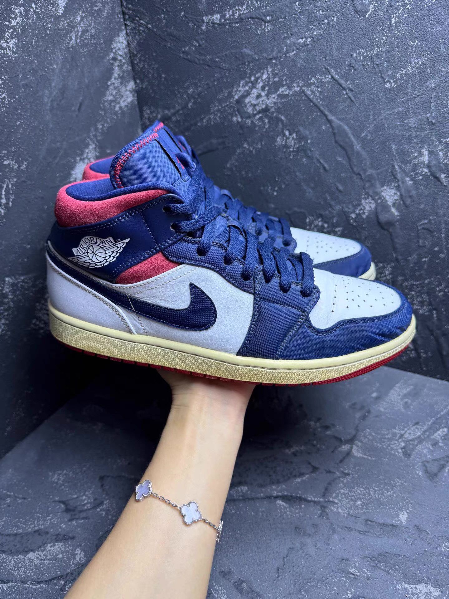 Nike Air Jordan 1 USA White Red & Blue Q10 Size US 10 / EU 43 - 3 Thumbnail