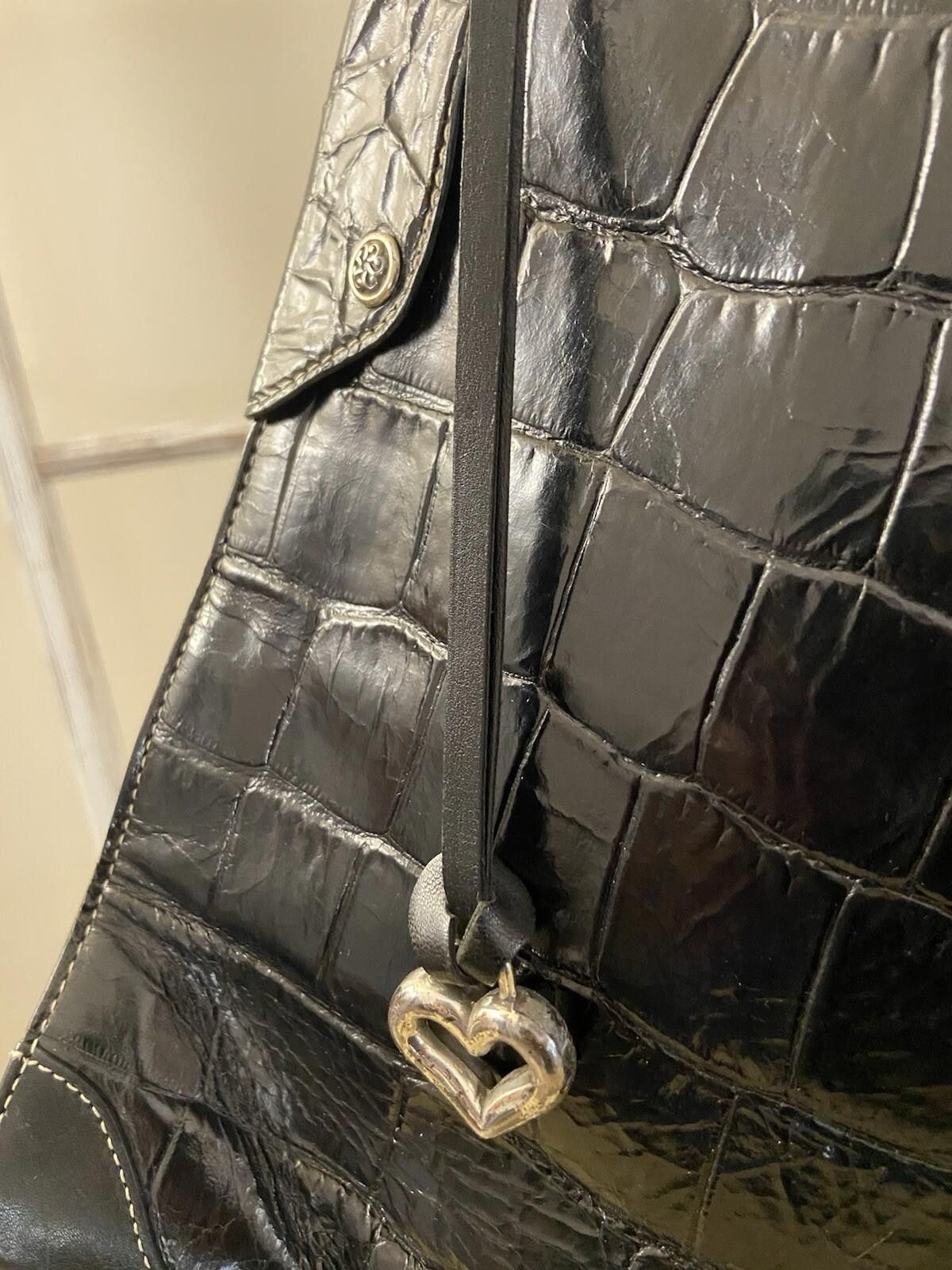 Brighton Brighton black patentleather floral chrome hobo shoulder bag Size ONE SIZE - 6 Thumbnail