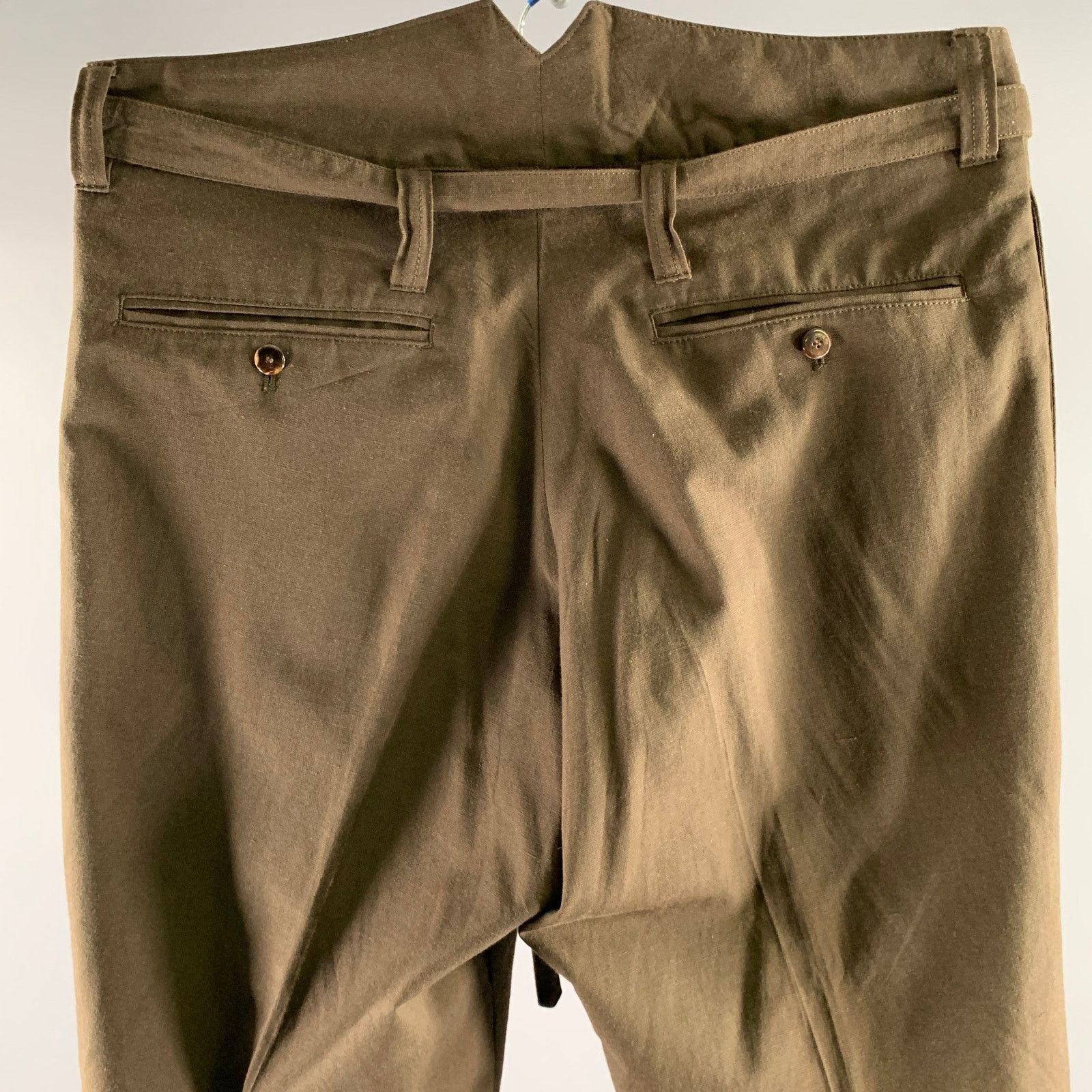 Visvim VISVIM Size L Brown Olive Wool Blend Pleated Belted Pants Size US 34 / EU 50 - 4 Thumbnail