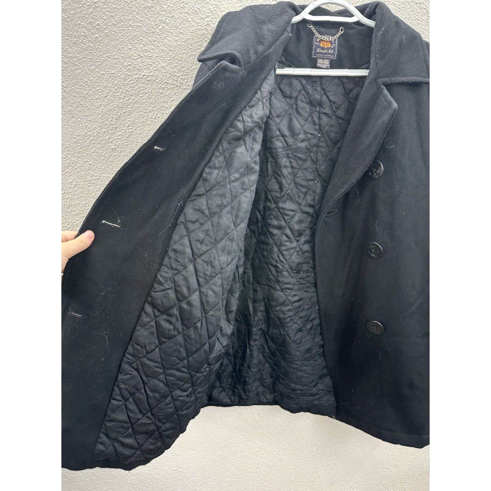 Route 66 Route 66 Womens Peacoat Jacket Black XL Double-Breasted Lined Button-Up Urban, 90s, Classic, Outdoor, Office, Casual Womens Size XL / US 12-14 / IT 48-50 - 3 Thumbnail
