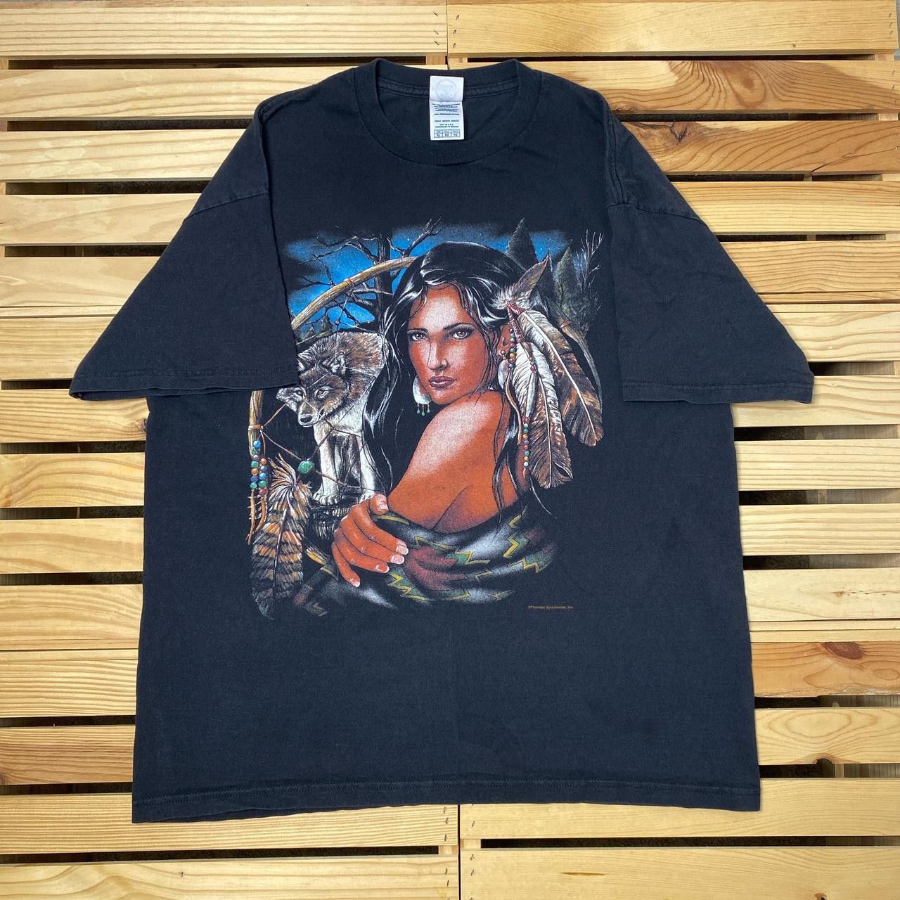 Delta Vintage Native American & Wolf Black Nature Tee Size XL Size US XL / EU 56 / 4 - 1 Thumbnail