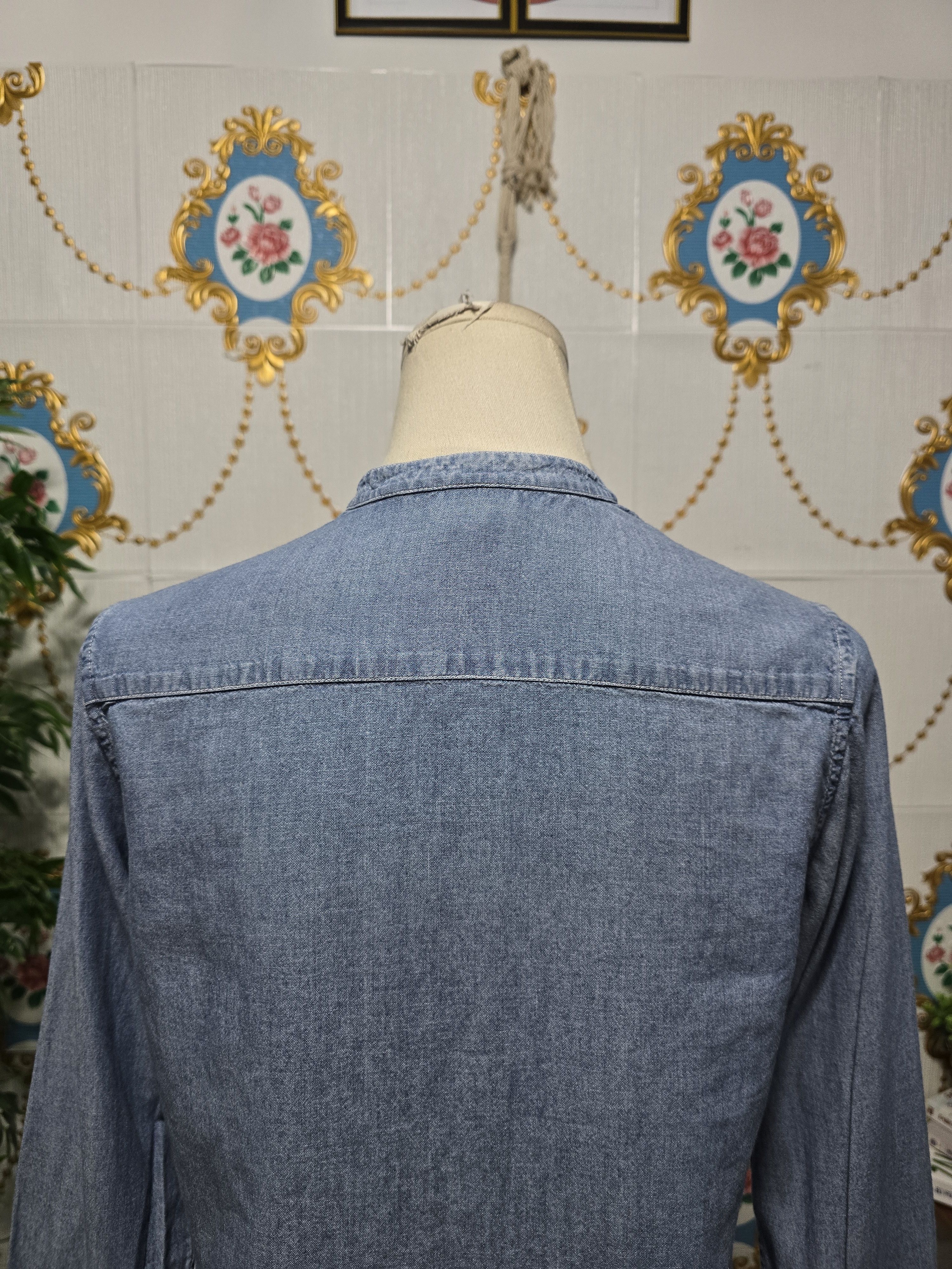 Aspesi Aspesi light blue chambray shirt with a band collar. SMALL Size S / US 4 / IT 40 - 8 Thumbnail