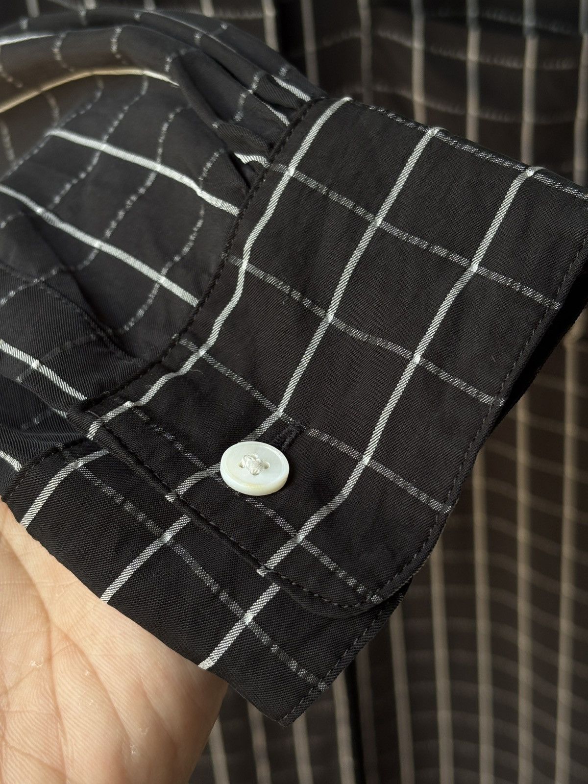 Y's × Yohji Yamamoto Y's Yohji Yamamoto grid black shirt dress. Size XS / US 0-2 / IT 36-38 - 8 Thumbnail