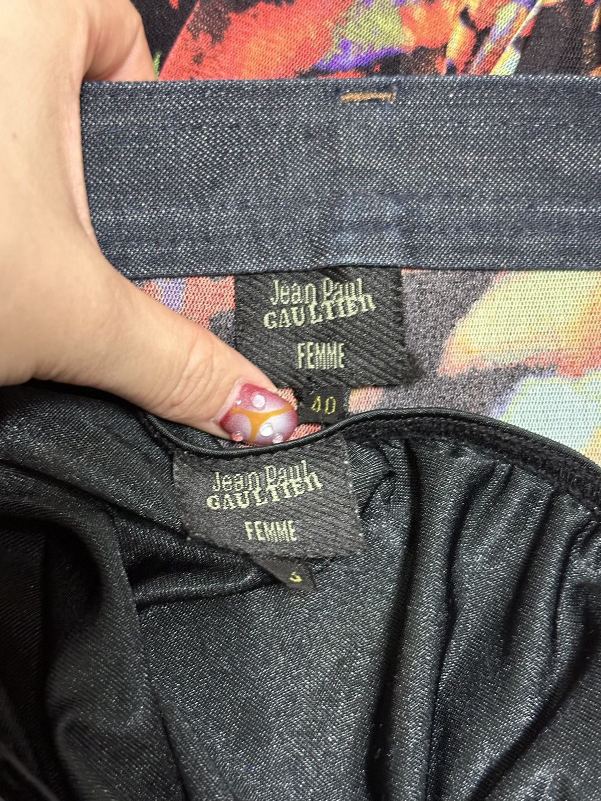 Jean Paul Gaultier JEAN PAUL GAULTIER S/S 2000 Psychedelic Print Denim Skirt Size 28" / US 6 / IT 42 - 6 Thumbnail