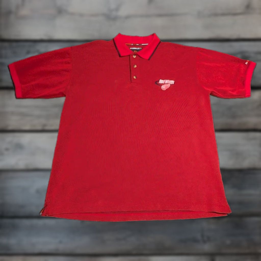 Vintage VINTAGE The Coolest Game NHL Polo Shirt Red Detroit Red Wings Mens XL Striped 90s Hockey Size US XL / EU 56 / 4 - 1 Thumbnail