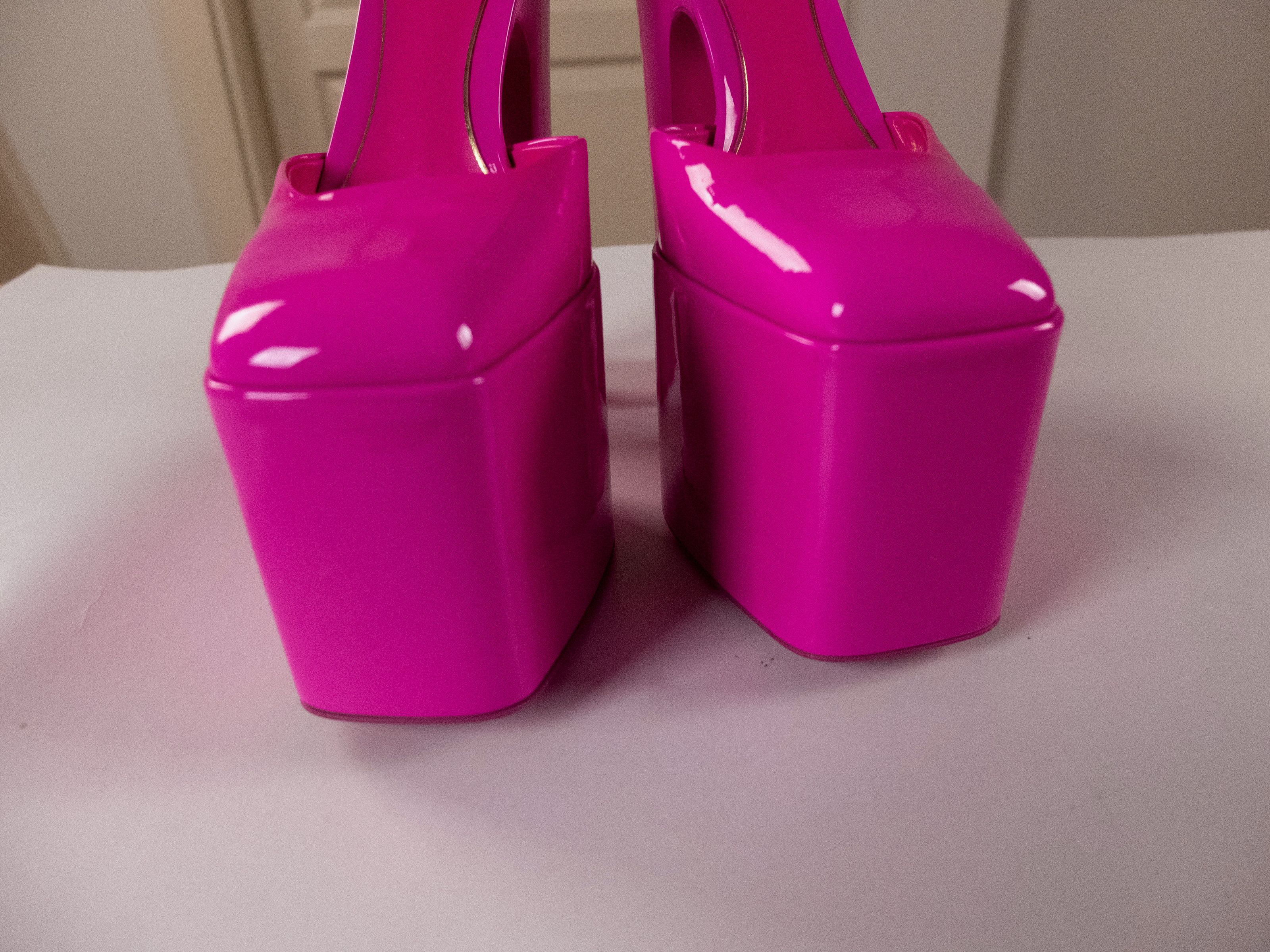 Valentino VALENTINO Discobox pink patent leather platform pumps 8 38 Size US 8 / IT 38 - 5 Thumbnail