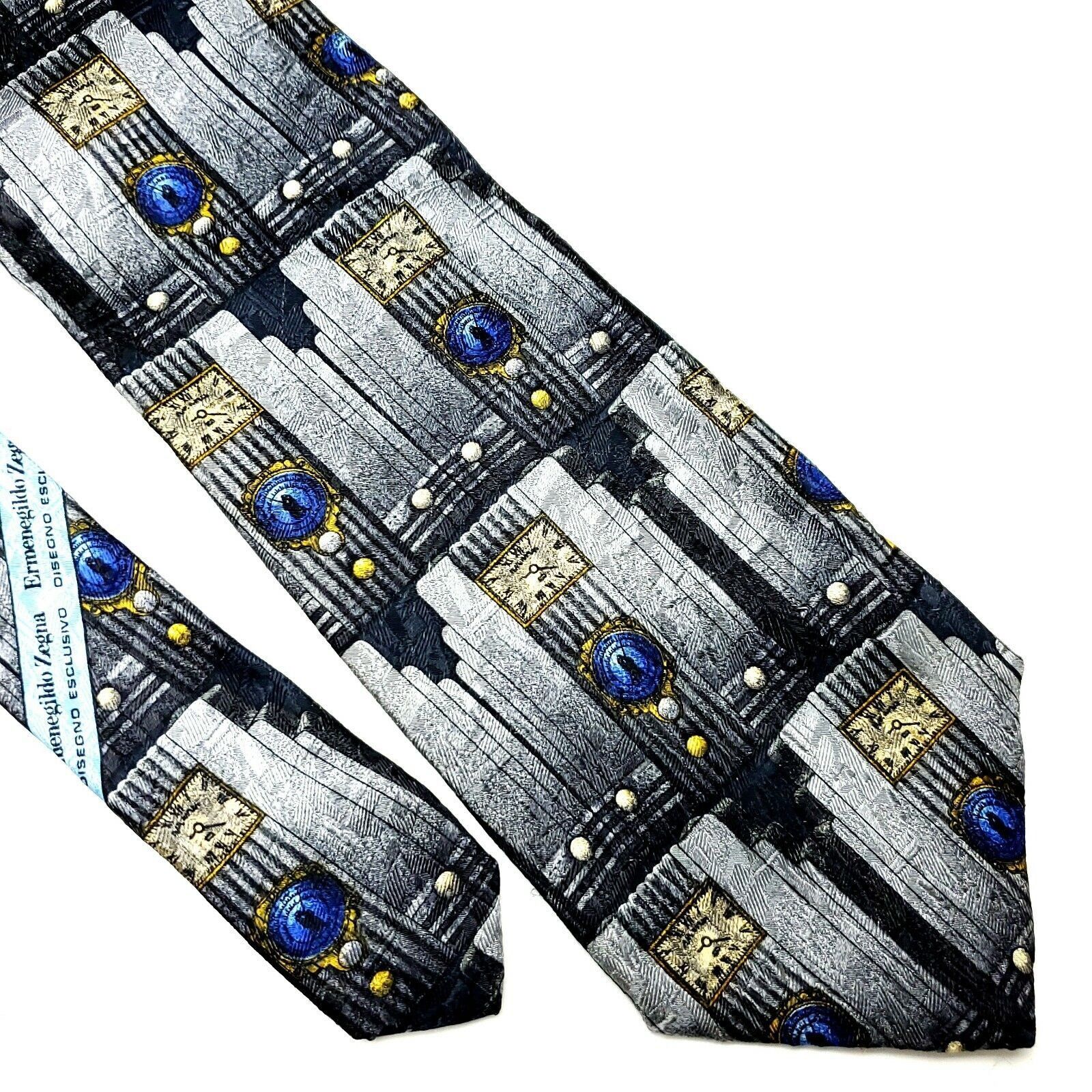 Ermenegildo Zegna Ermenegildo Zegna Tie Gray Print Novelty Print Short Wide Size ONE SIZE - 1 Thumbnail