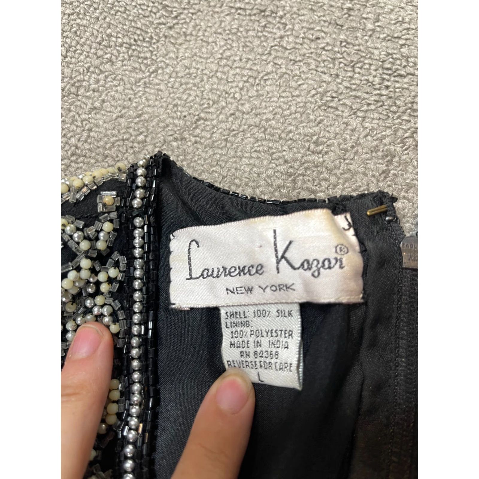 Vintage VINTAGE Laurence Kazar Blouse Womens Large L Black Silk Beaded Top Size L / US 10 / IT 46 - 5 Thumbnail