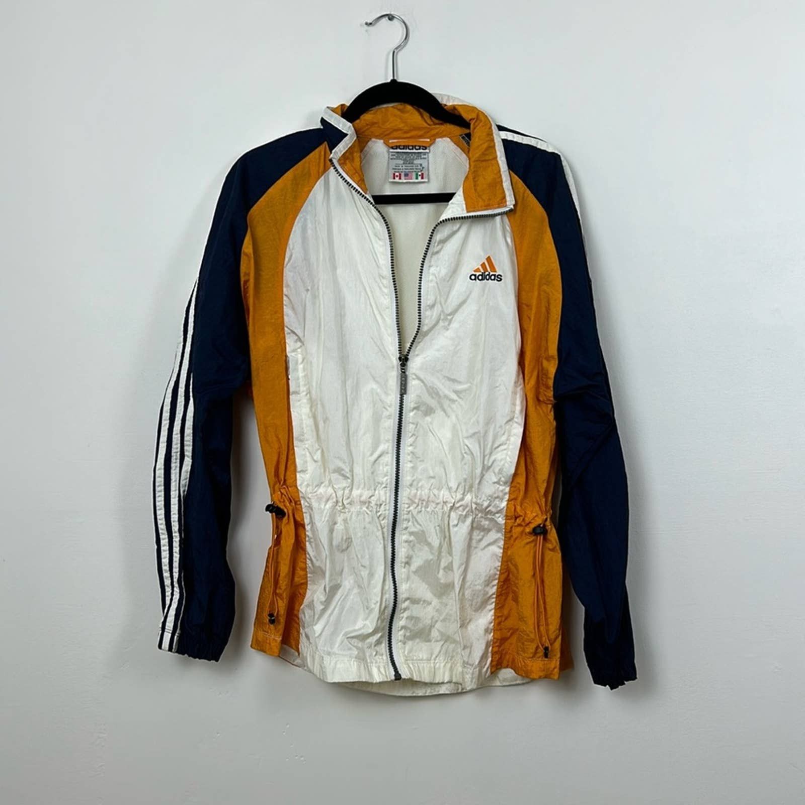 Image of Vintage Adidas Nylon Zip Jacket in White, Women's (Size Small)