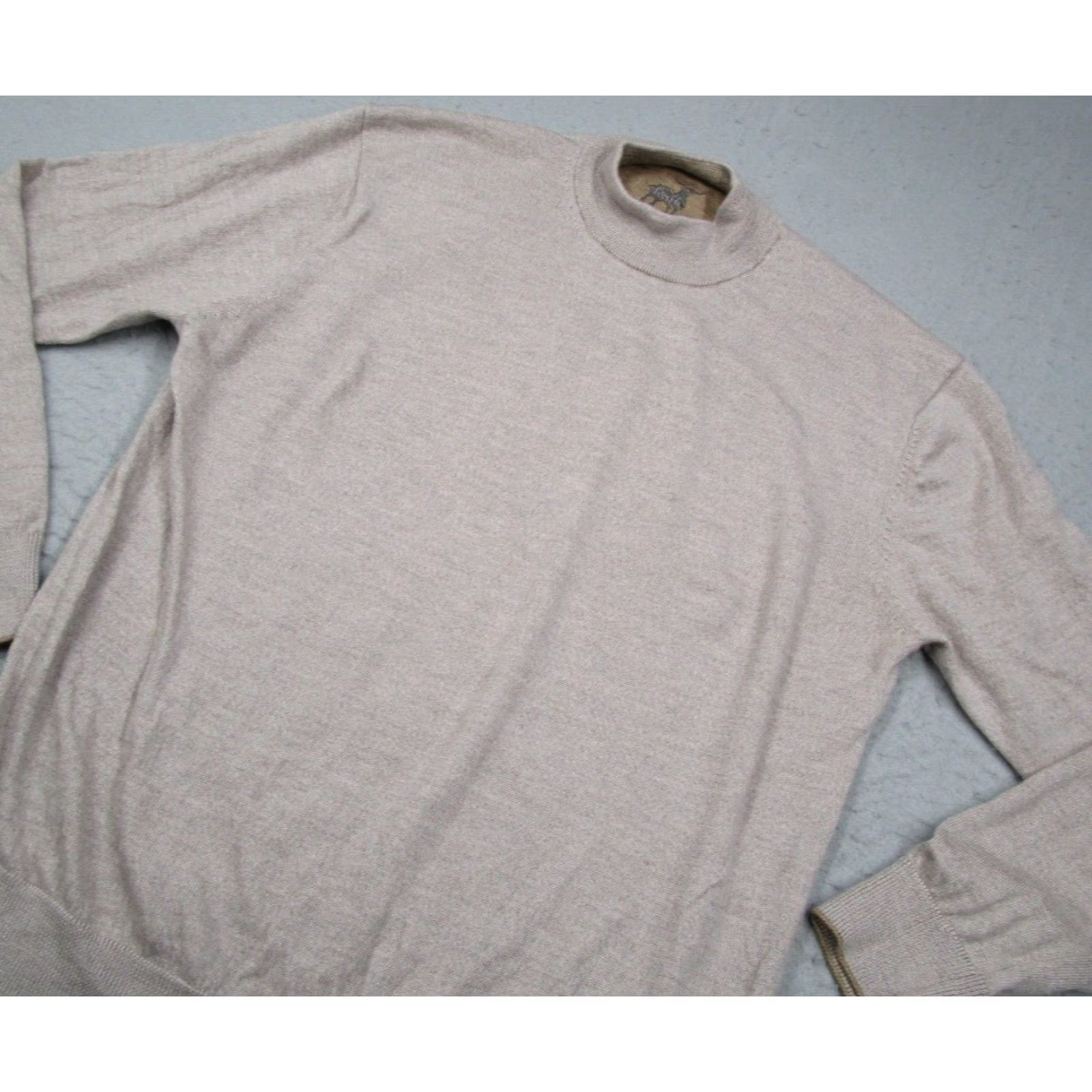 Vintage VINTAGE Raffi Men's Sweater Pullover Long Sleeve Mock Neck Knit Wool Casual Fall Winter Mens XL Beige Size US XL / EU 56 / 4 - 2 Thumbnail