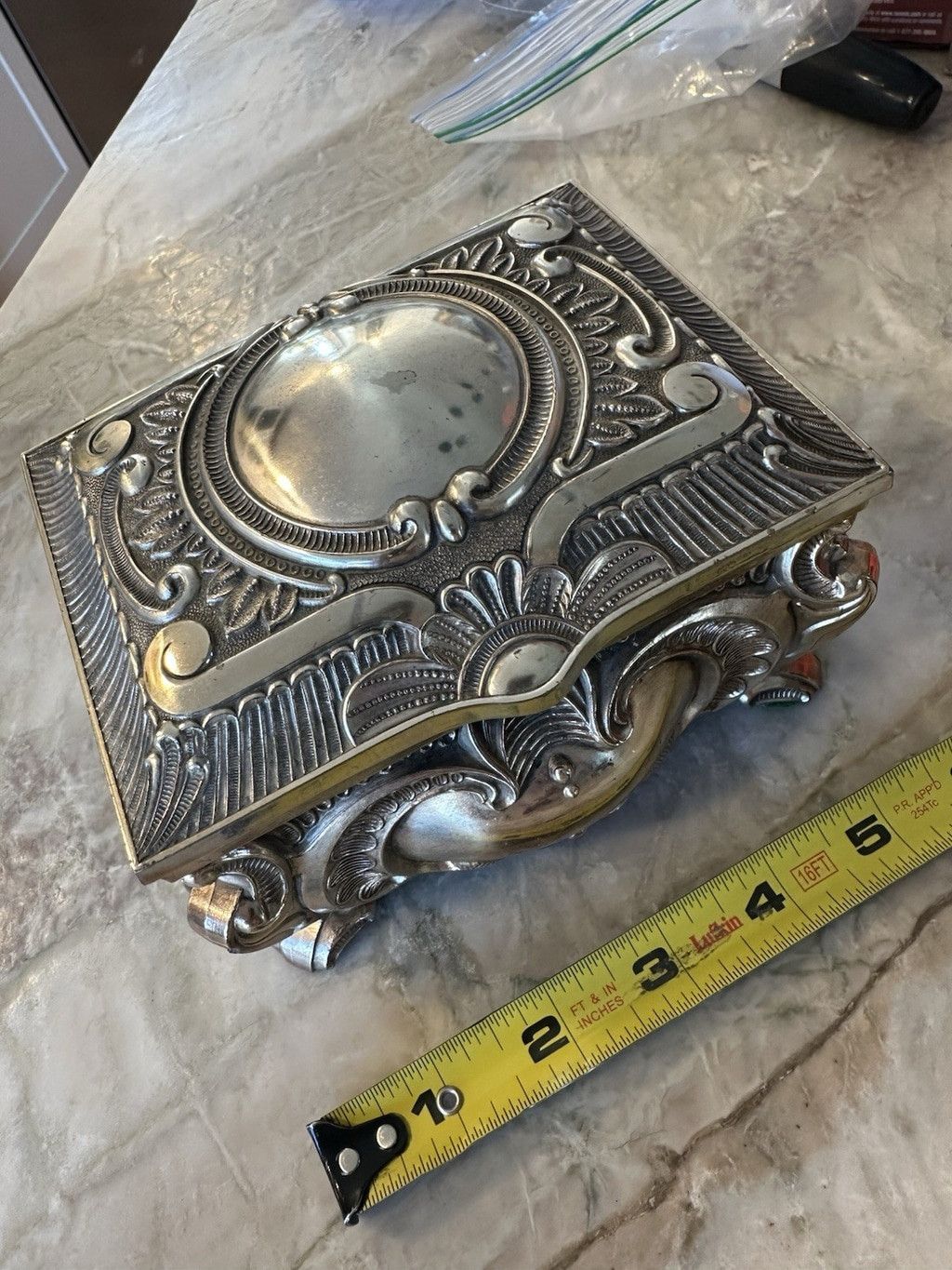 The Unbranded Brand Vintage Art Nouveau Silverplate Victorian Ornate 6” Jewely B Size ONE SIZE - 8 Thumbnail