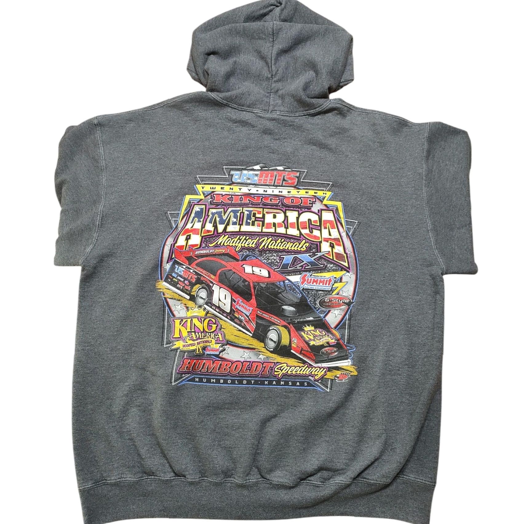 Port & Company Dirt Track Speedway Racing Hoodie Mens XL Gray USMTS MN Modified Nationals Size US XL / EU 56 / 4 - 2 Thumbnail